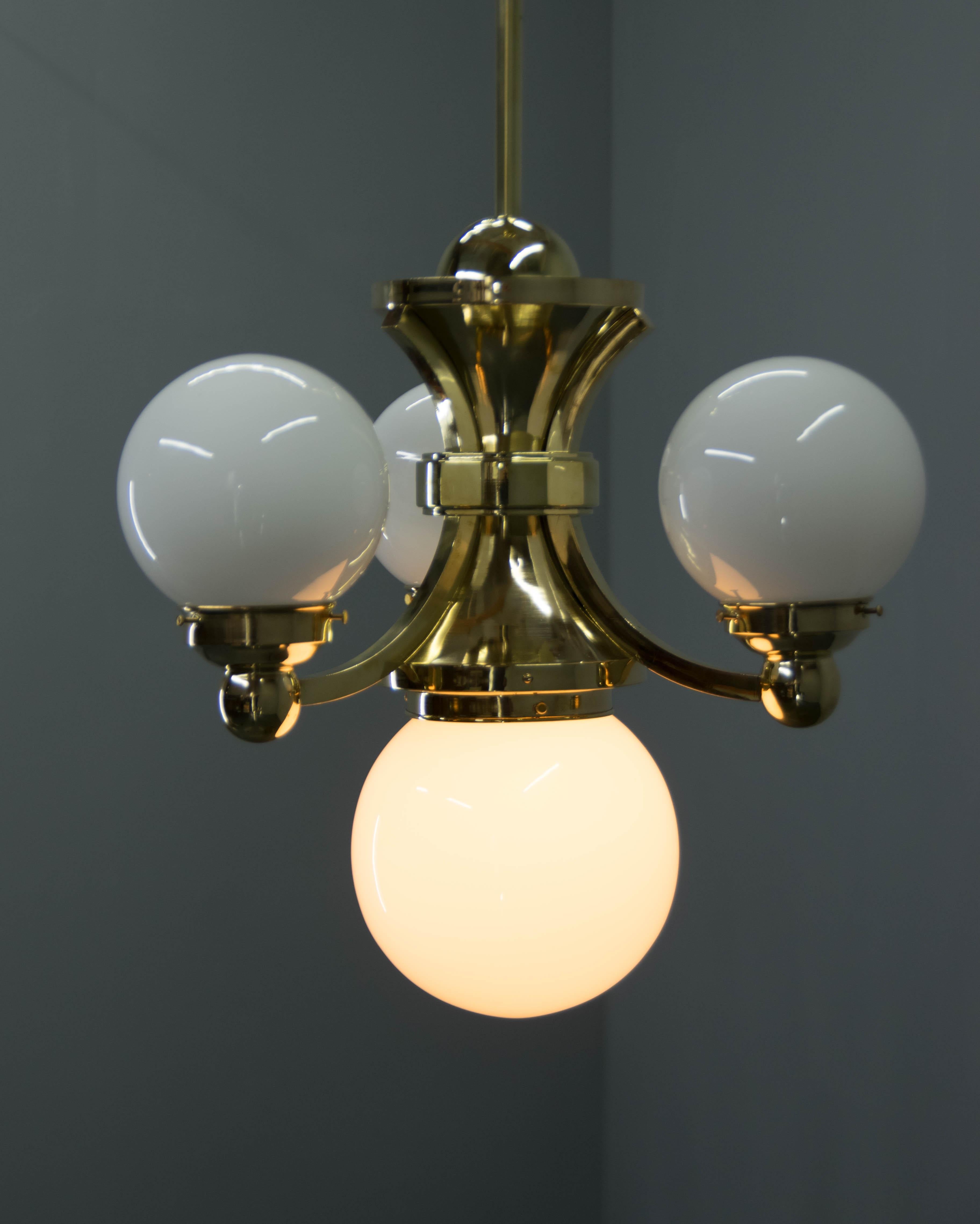 Set of Three Art Deco Chandeliers By Gocar, Austria, 1910s, Restored For Sale 4