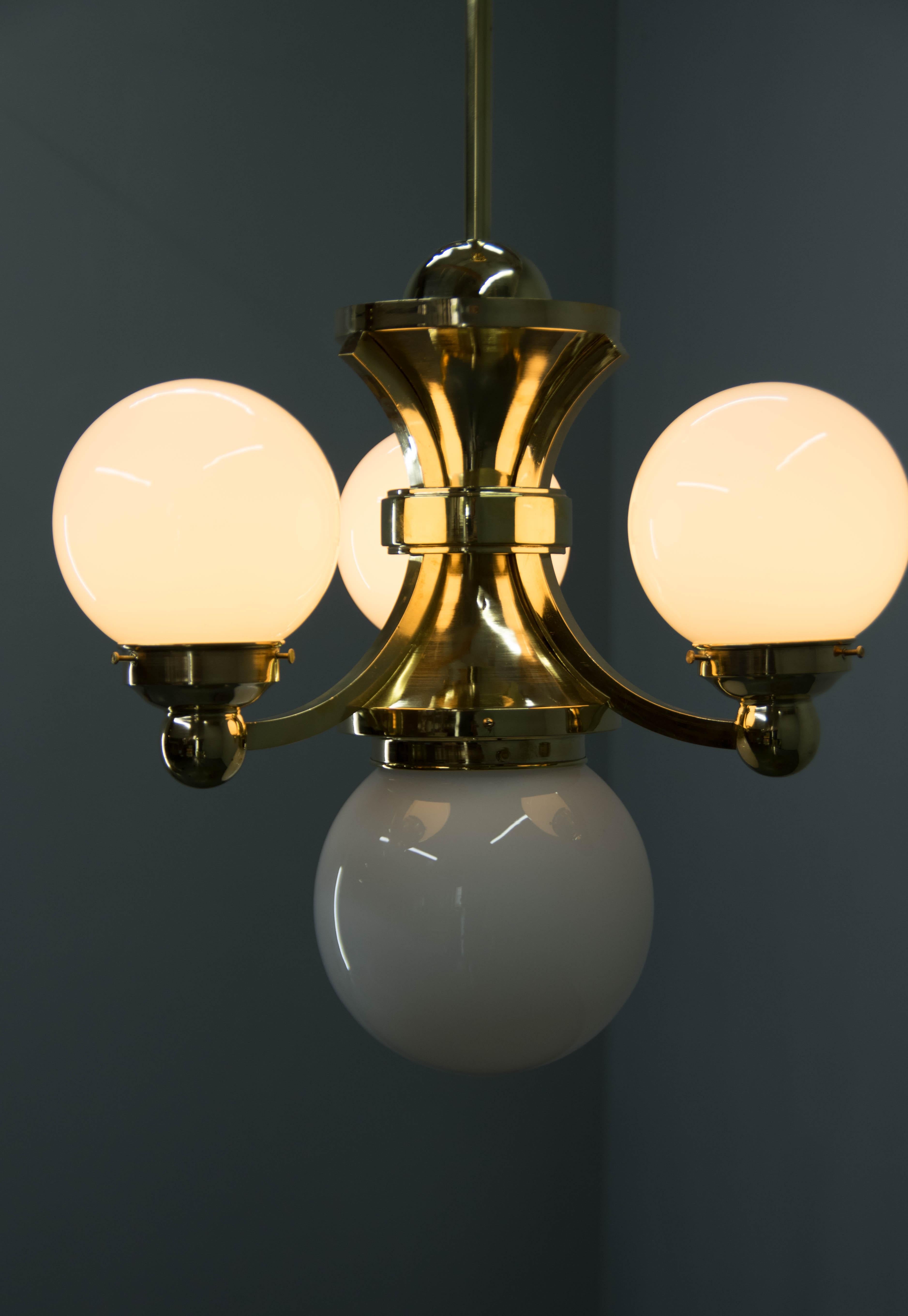 Set of Three Art Deco Chandeliers By Gocar, Austria, 1910s, Restored For Sale 5