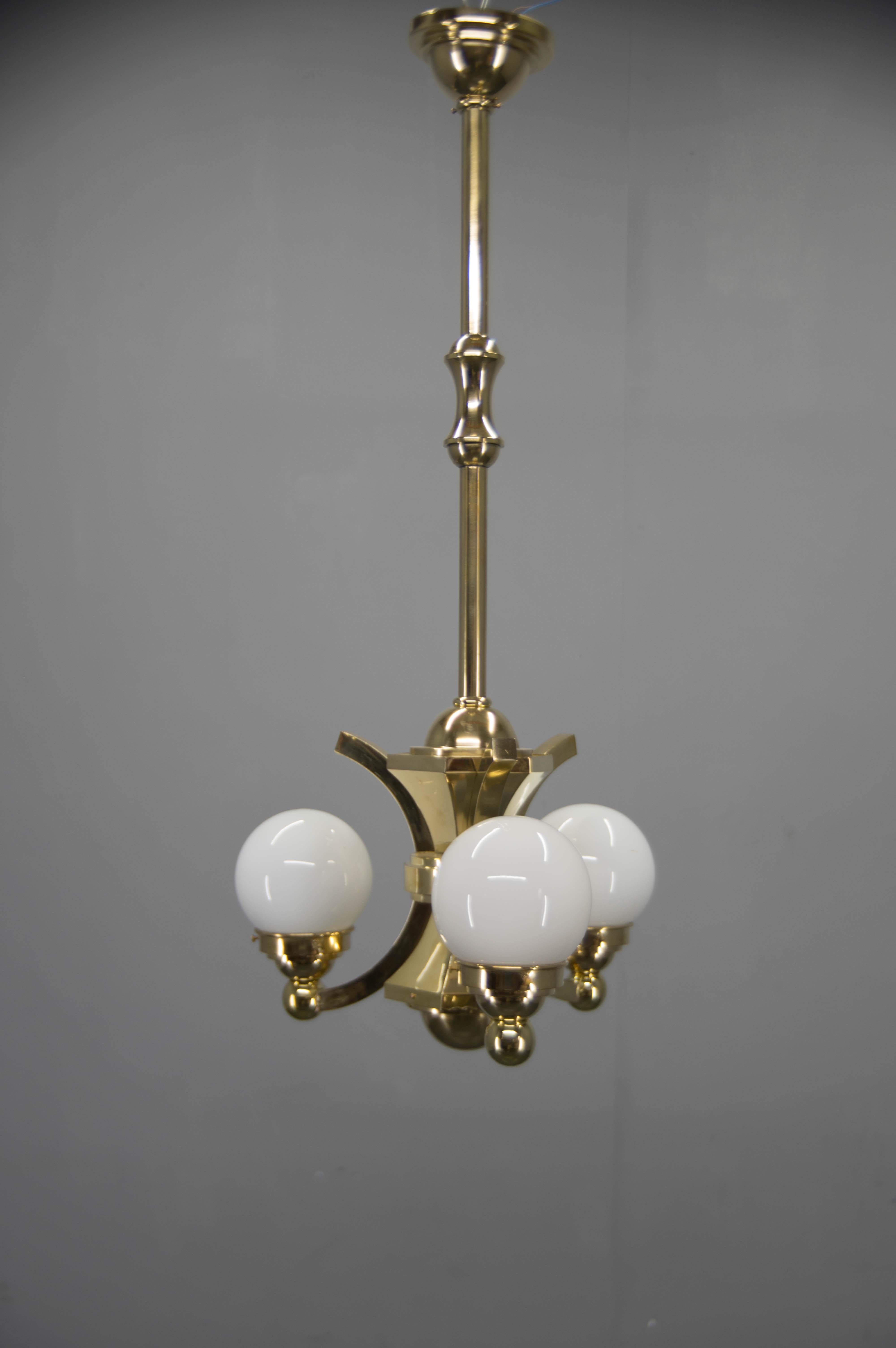 Set of Three Art Deco Chandeliers By Gocar, Austria, 1910s, Restored For Sale 6