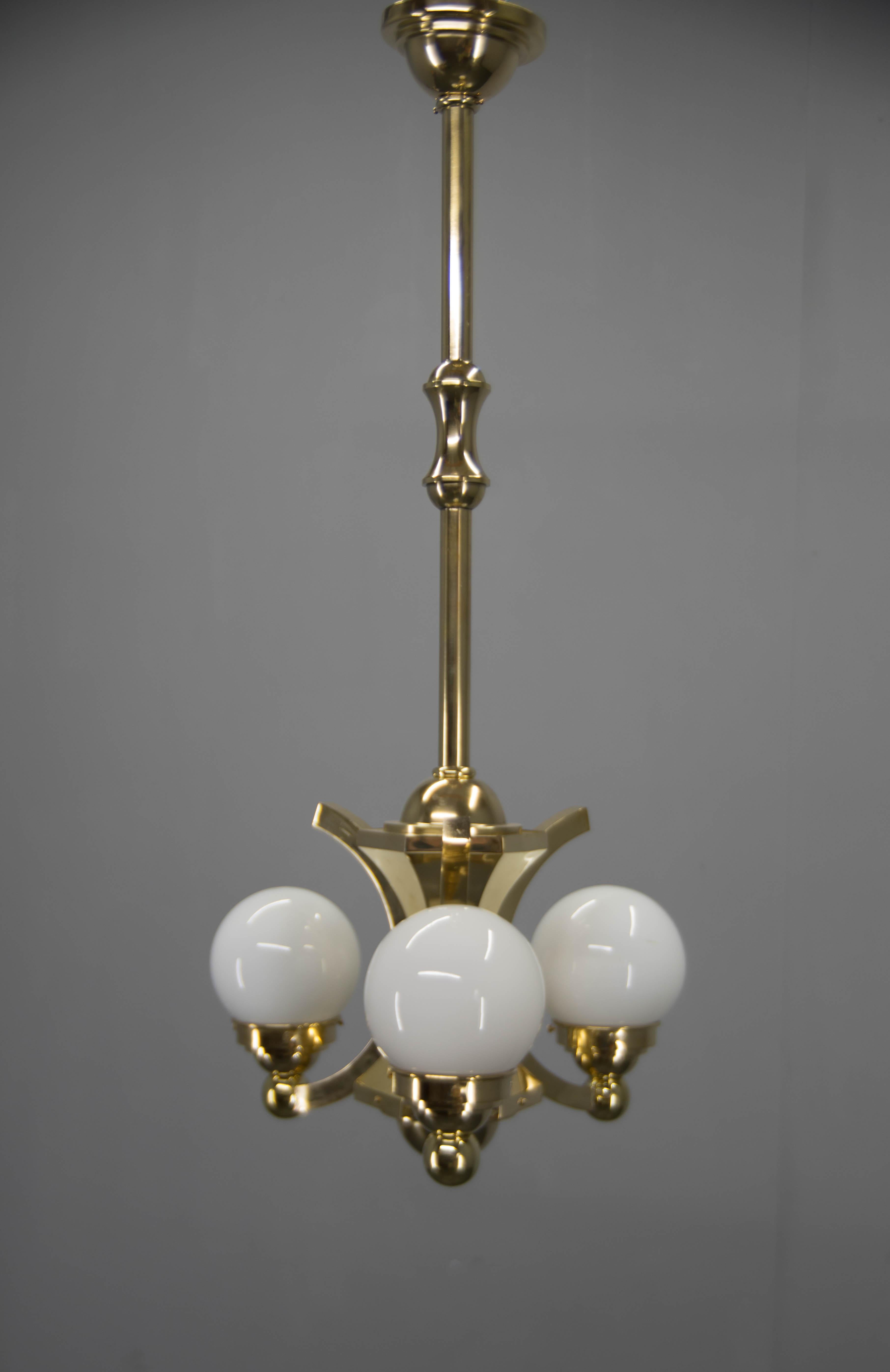 Set of Three Art Deco Chandeliers By Gocar, Austria, 1910s, Restored For Sale 7
