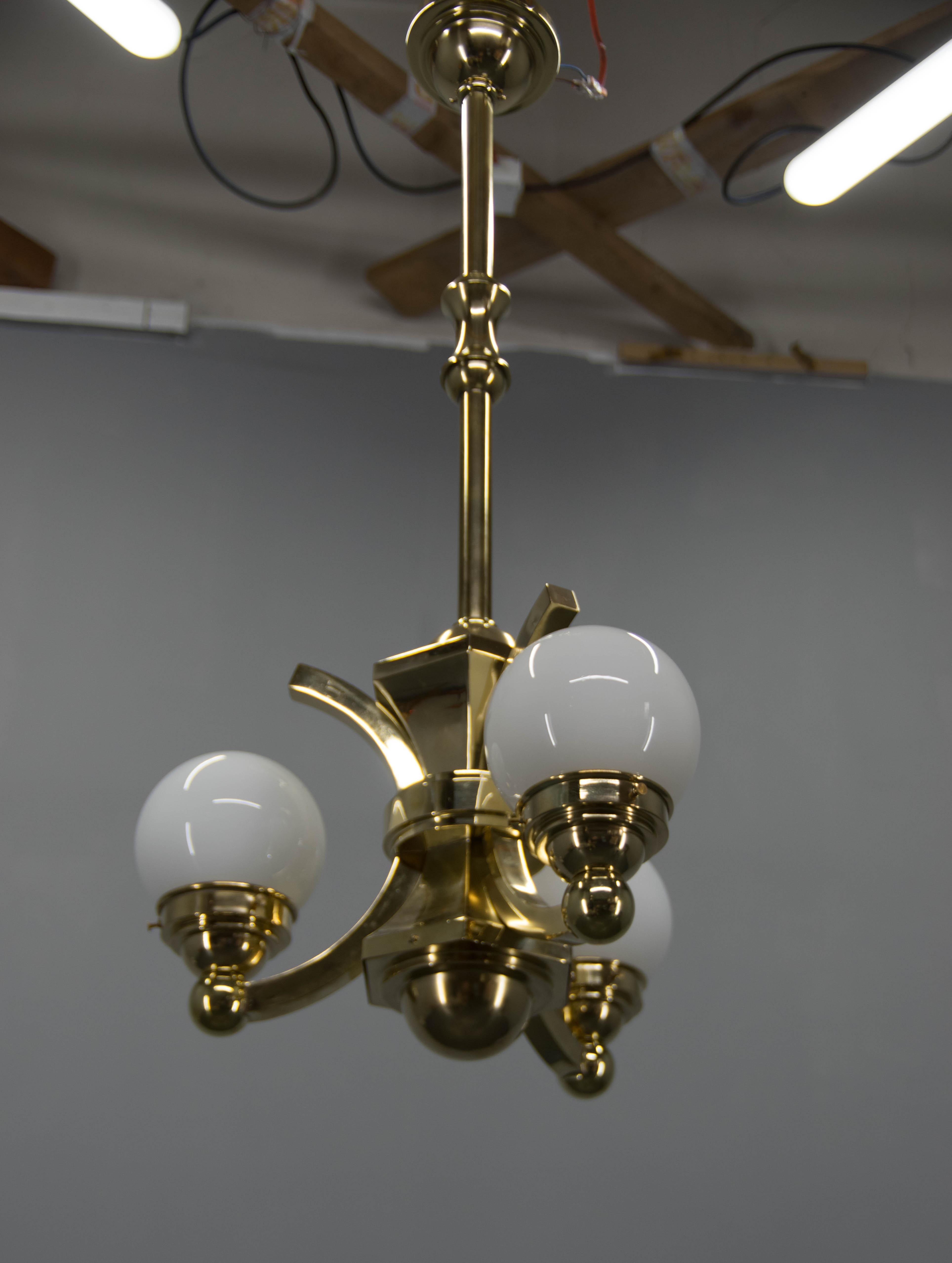 Set of Three Art Deco Chandeliers By Gocar, Austria, 1910s, Restored For Sale 9