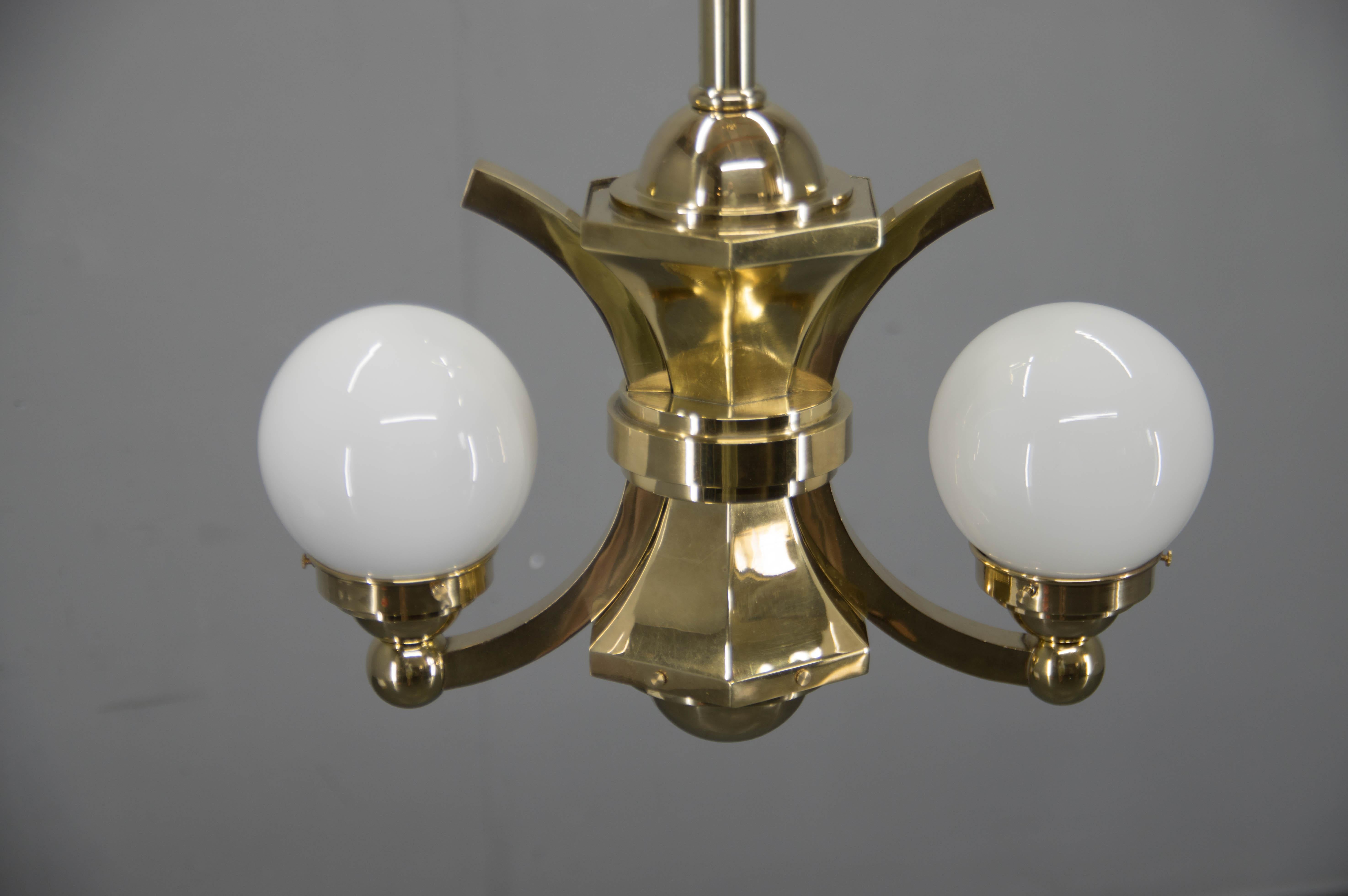 Set of Three Art Deco Chandeliers By Gocar, Austria, 1910s, Restored For Sale 10