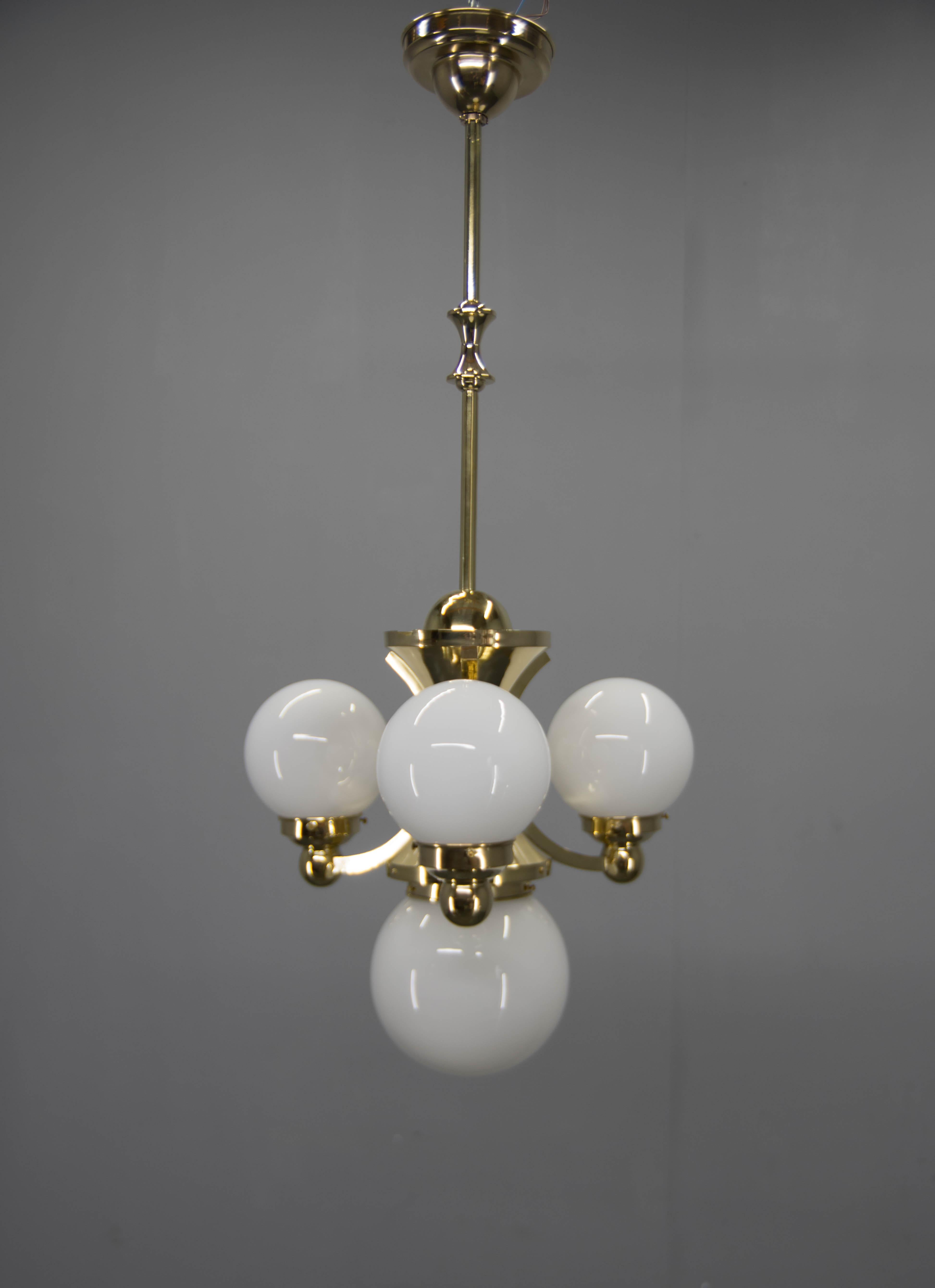 Set of Three Art Deco Chandeliers By Gocar, Austria, 1910s, Restored For Sale 1
