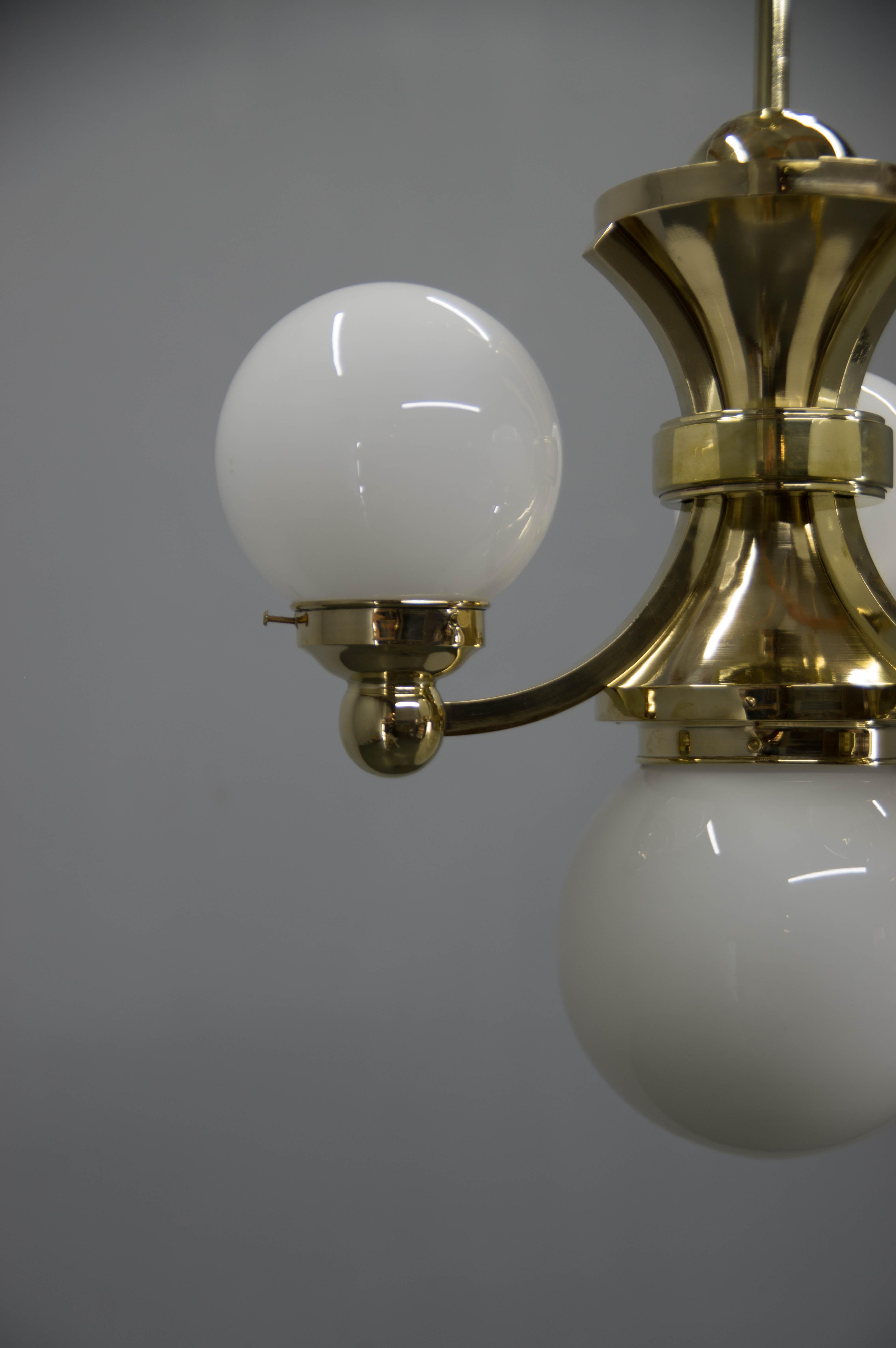 Set of Three Art Deco Chandeliers By Gocar, Austria, 1910s, Restored For Sale 3