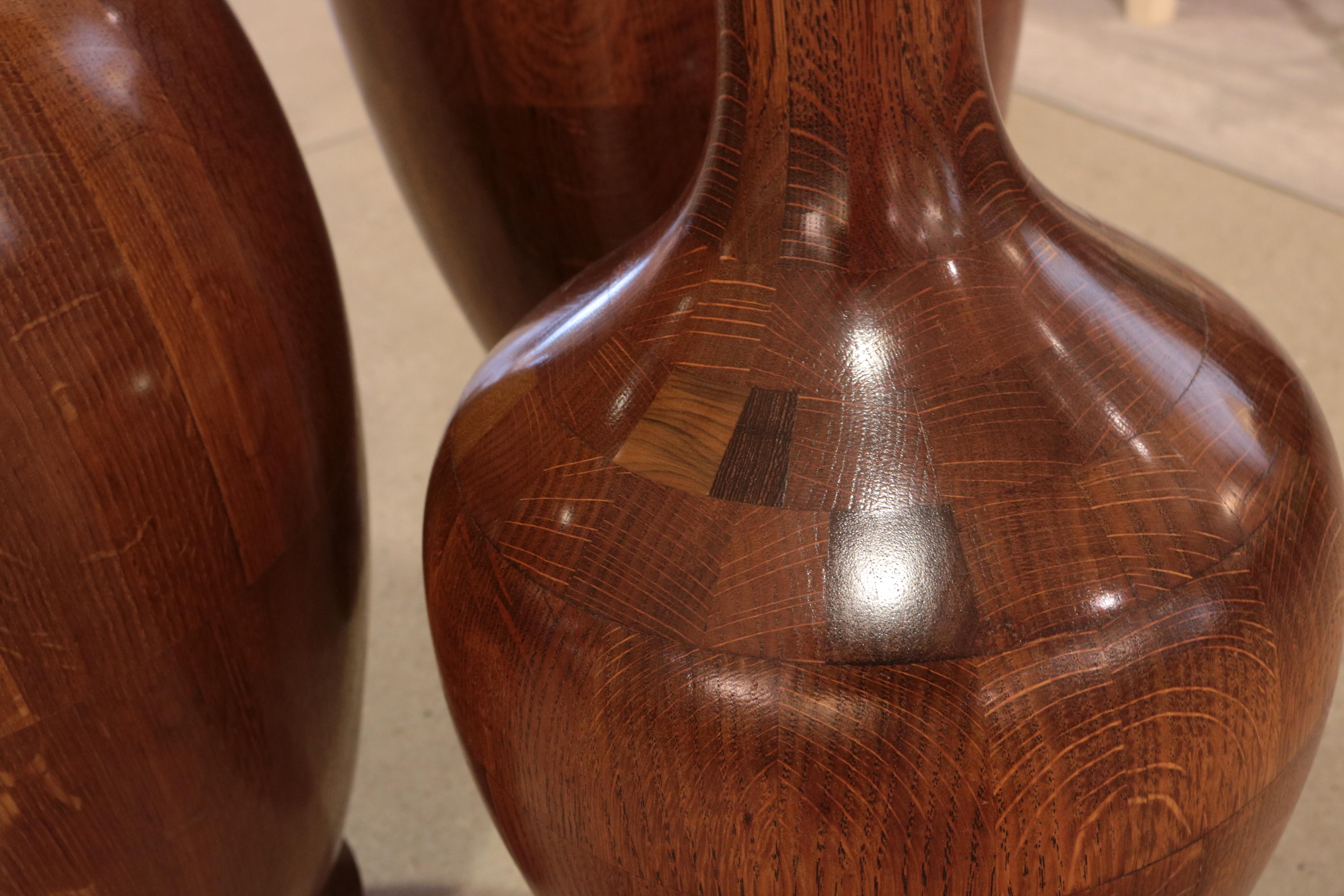 Set of Three Art Deco Decorative Wooden Vases 3
