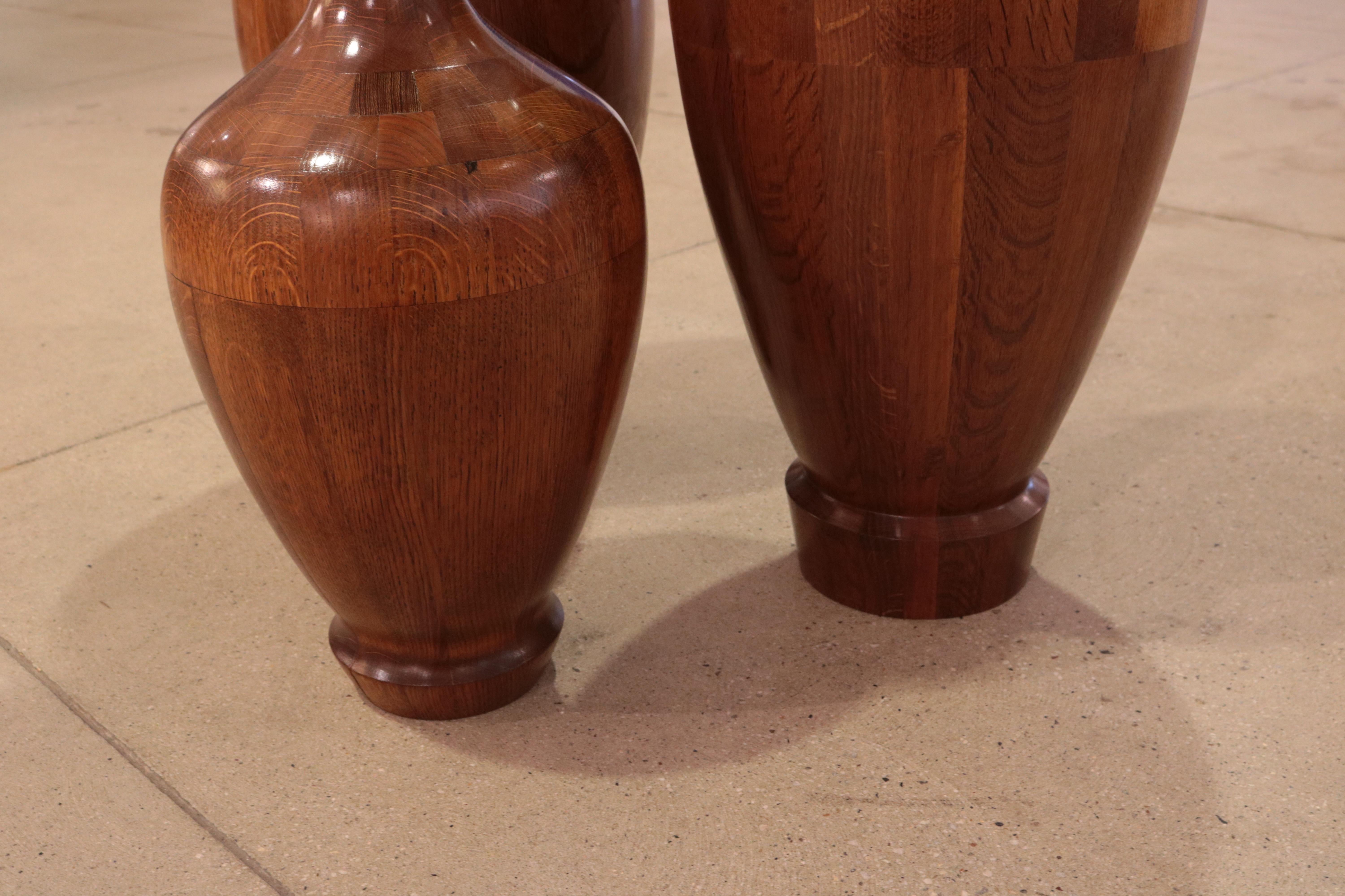 Set of Three Art Deco Decorative Wooden Vases 4