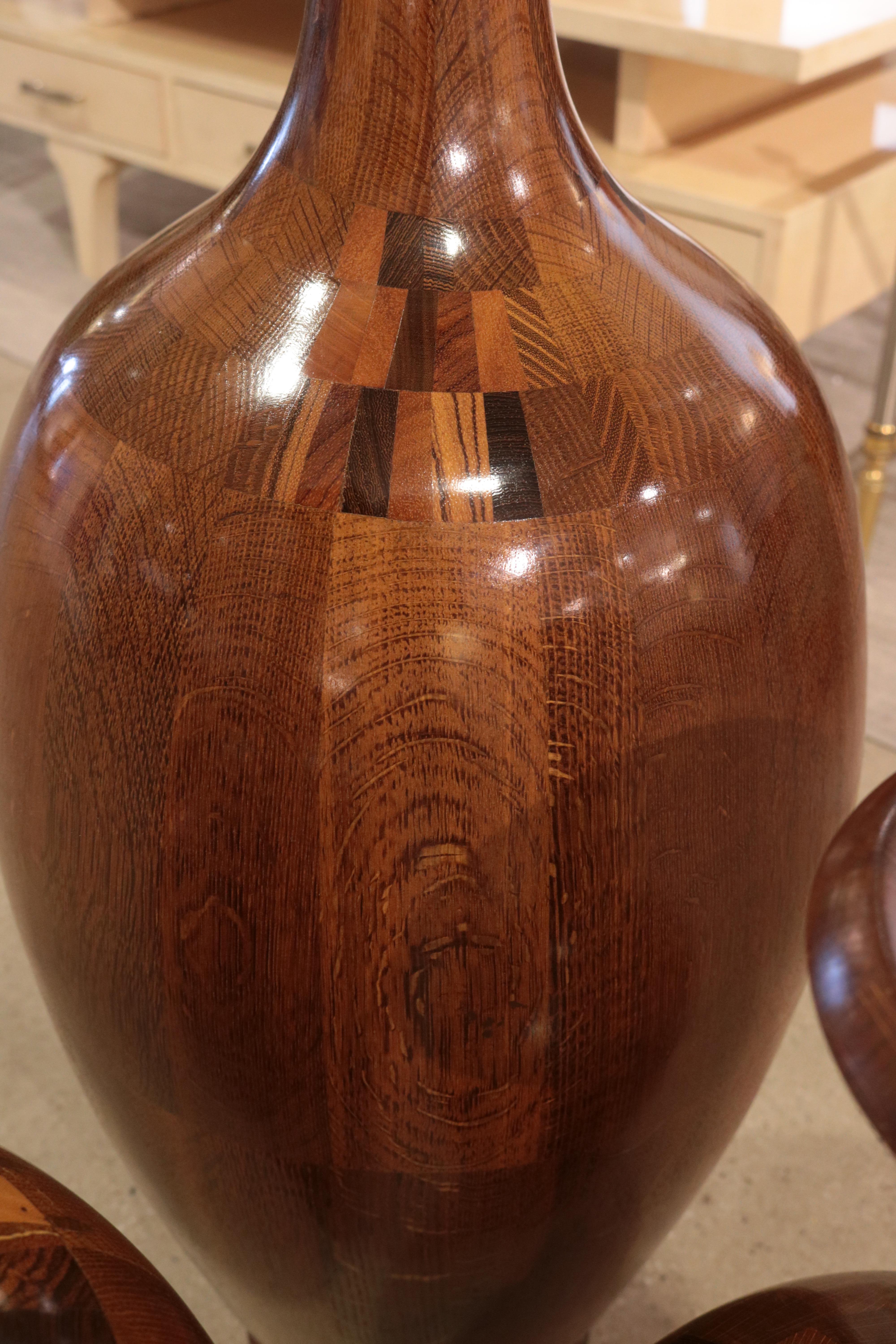 Set of Three Art Deco Decorative Wooden Vases 5
