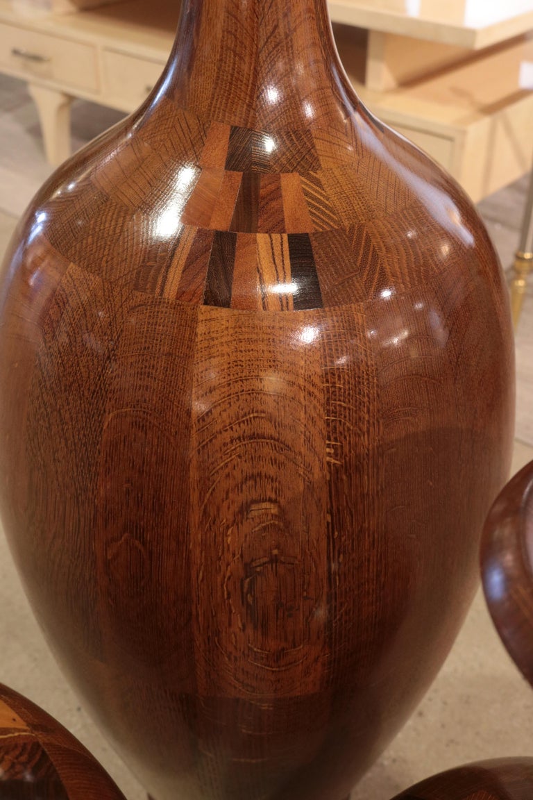 Set of Three Art Deco Decorative Wooden Vases For Sale at 1stDibs
