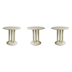 Set of three Art Deco Off White Chestnut Pedestal Table, 20th Century