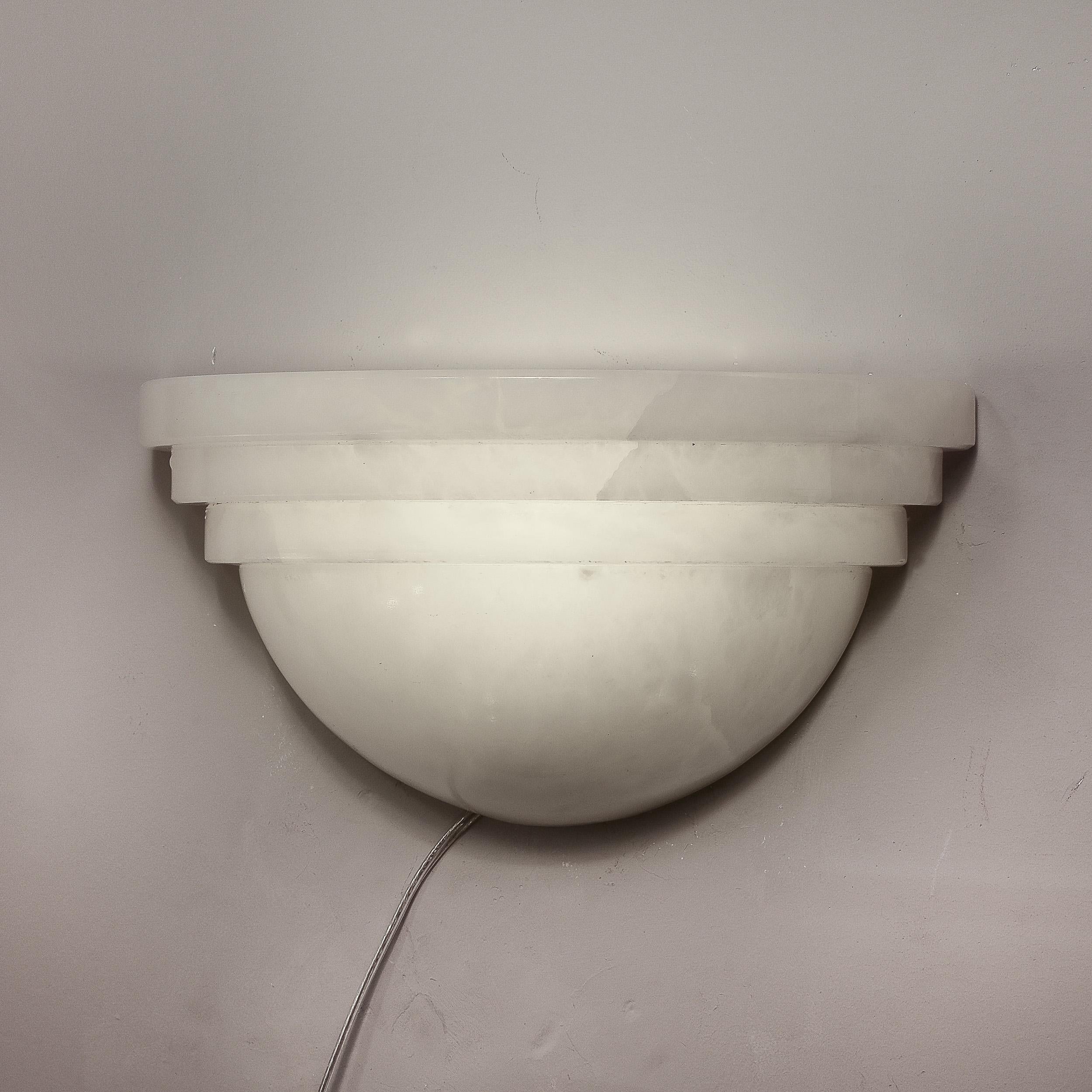 Set of Three Art Deco Skyscraper Style Alabaster Sconces For Sale 10