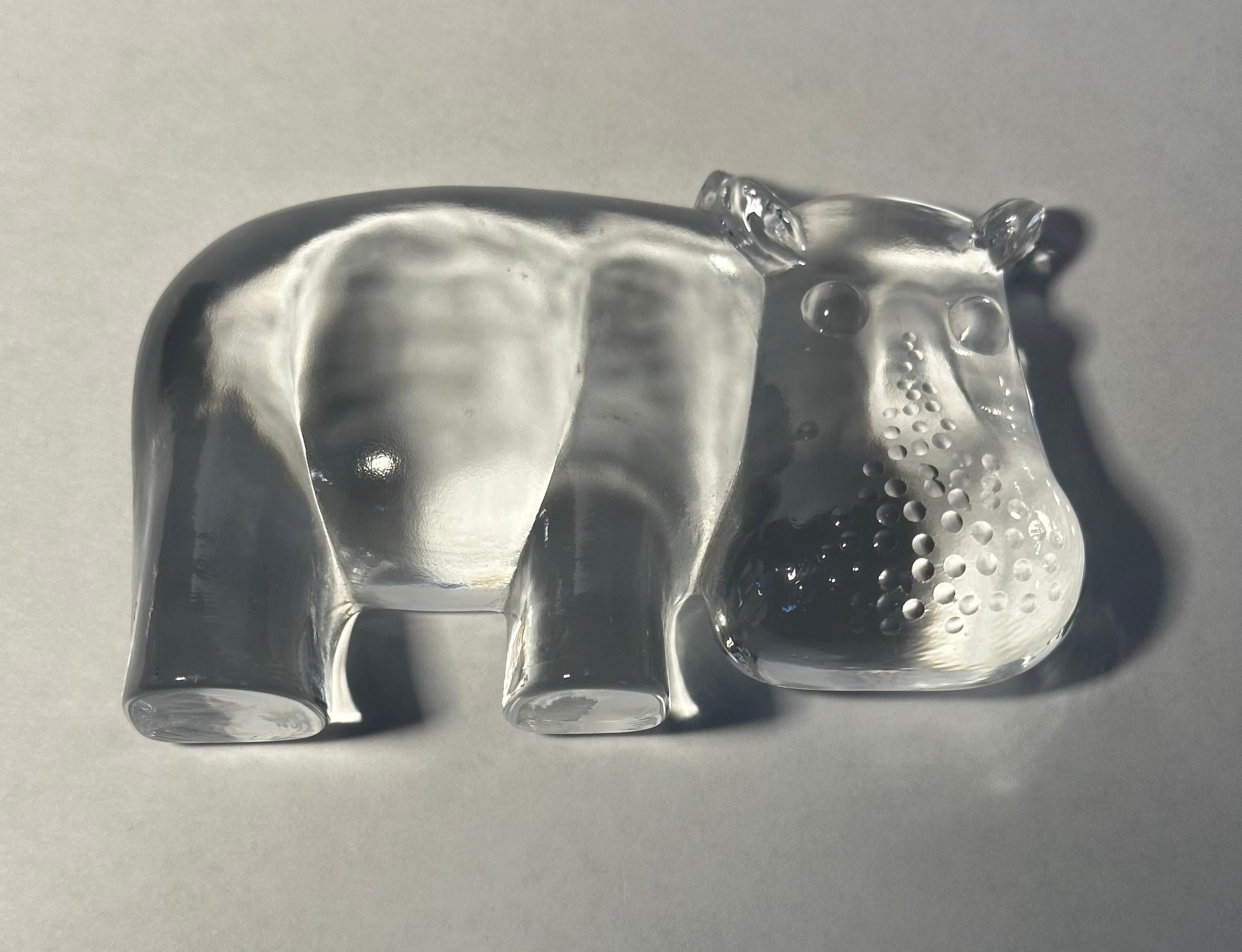 Hand-Crafted Set of Three Art Glass Animal Paperweights / Sculptures by Kosta Boda Sweden For Sale