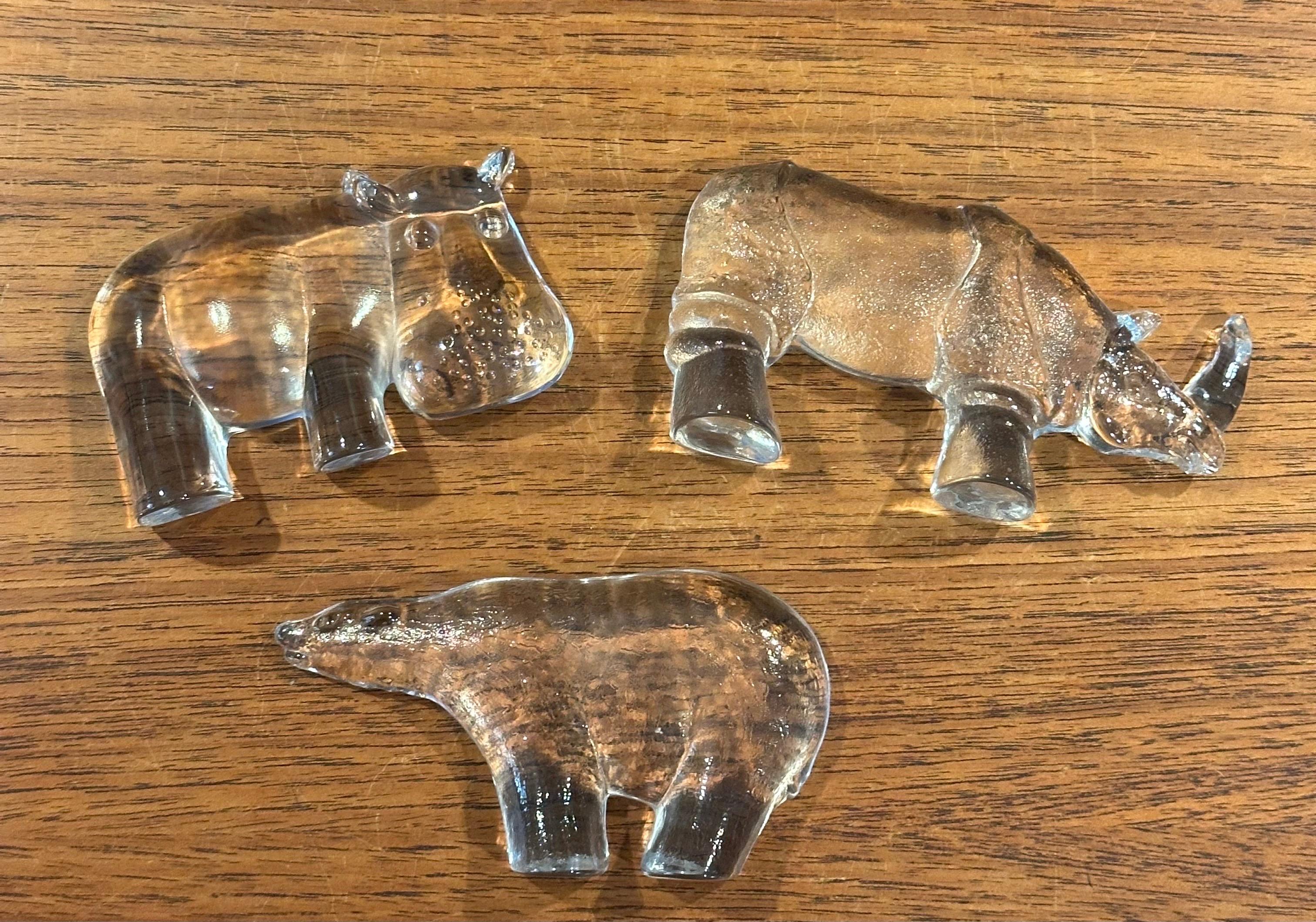 Set of Three Art Glass Animal Paperweights / Sculptures by Kosta Boda Sweden For Sale 1