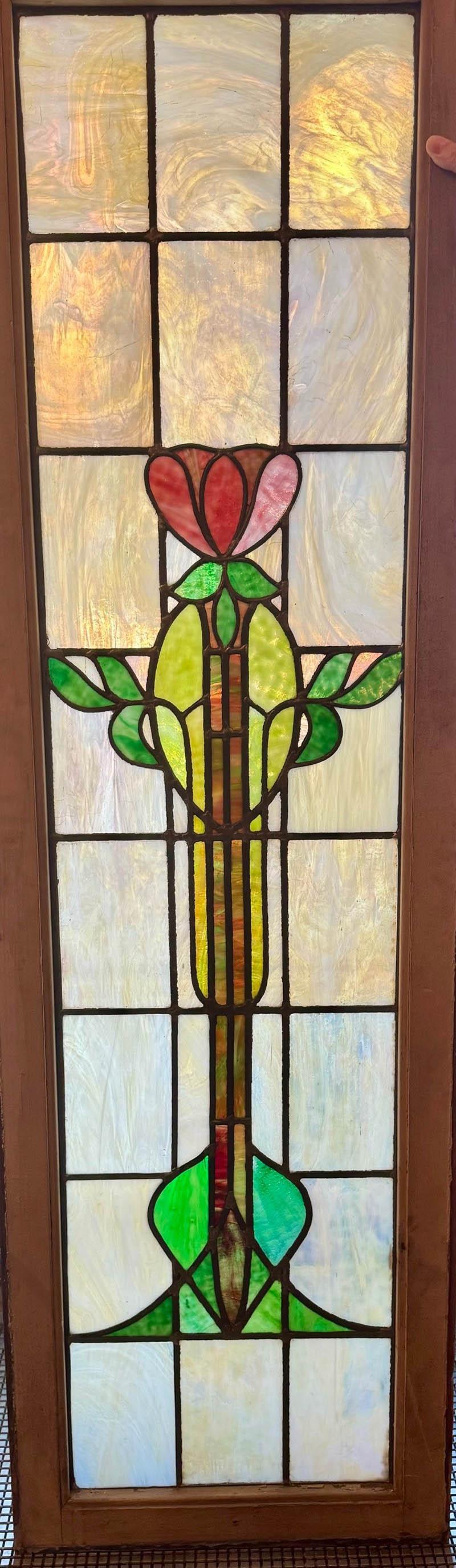 Set of Three Art Nouveau Stained Glass Windows 2