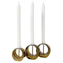 Set di tre candele Arthur Pettersson in ottone, Svezia, anni '60