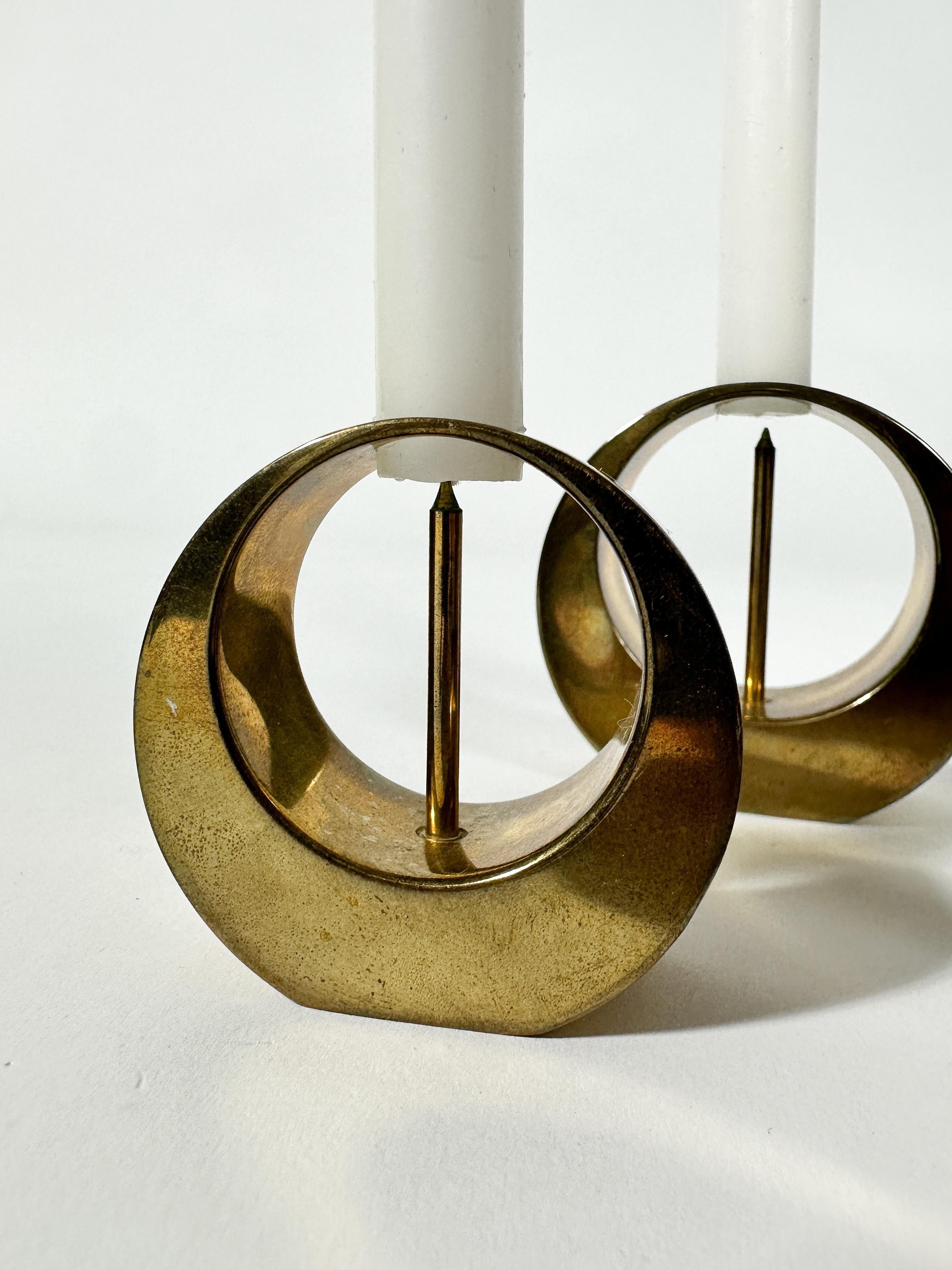Set of Three Arthur Pettersson Candle Sticks Brass, Sweden, 1960s For Sale 2