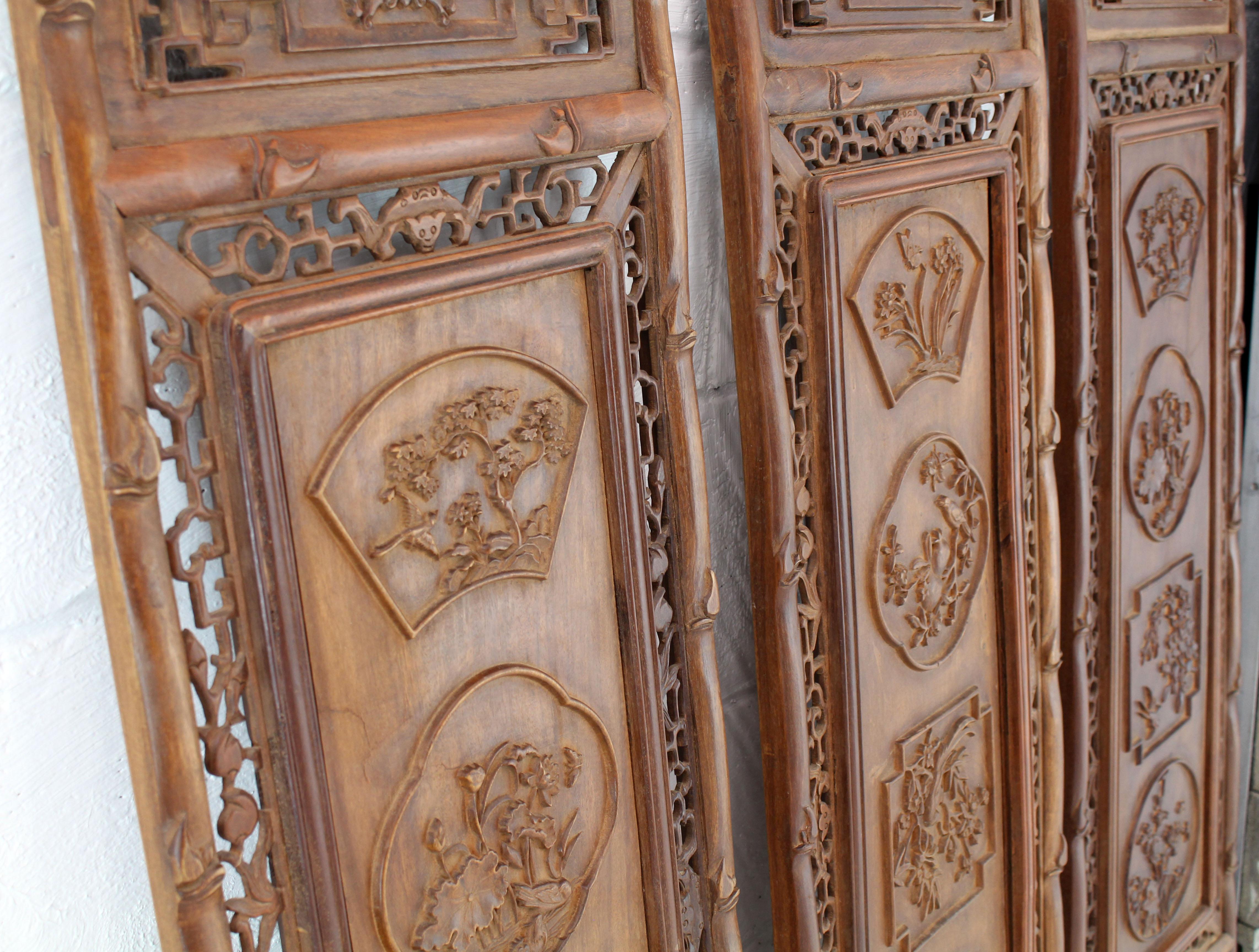 20th Century Set of Three Asian Carved Wall Panels