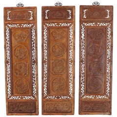 Set of Three Asian Carved Wall Panels