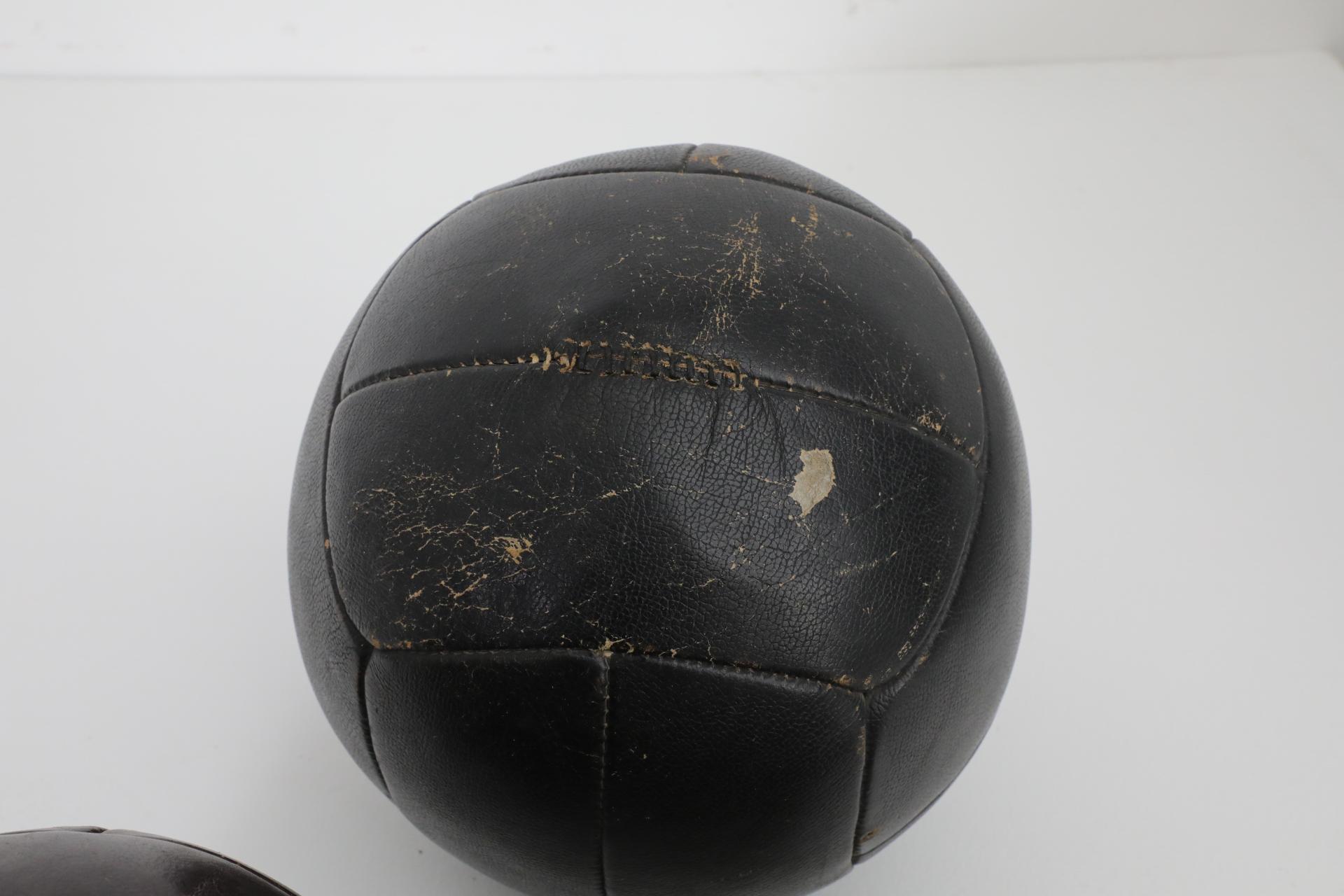 Set of Three Assorted Vintage Leather Gymnastics Medicine Balls For Sale 3