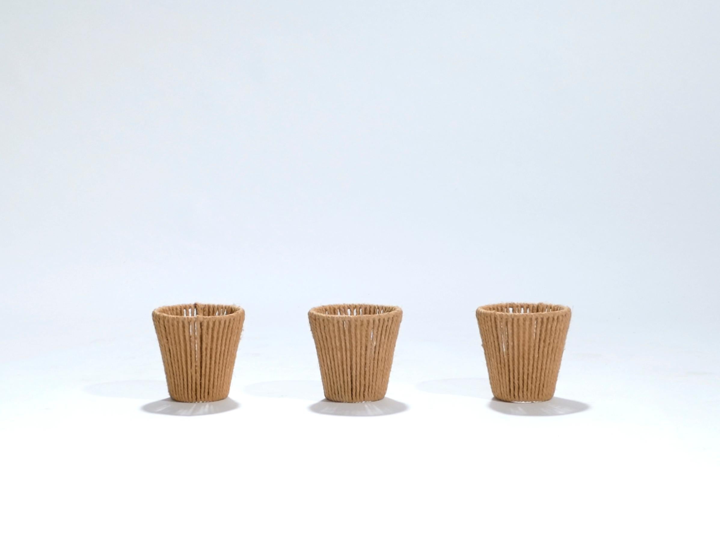 Mid-Century Modern Set of Three Audoux Minet Small Rope Shades, 1960s