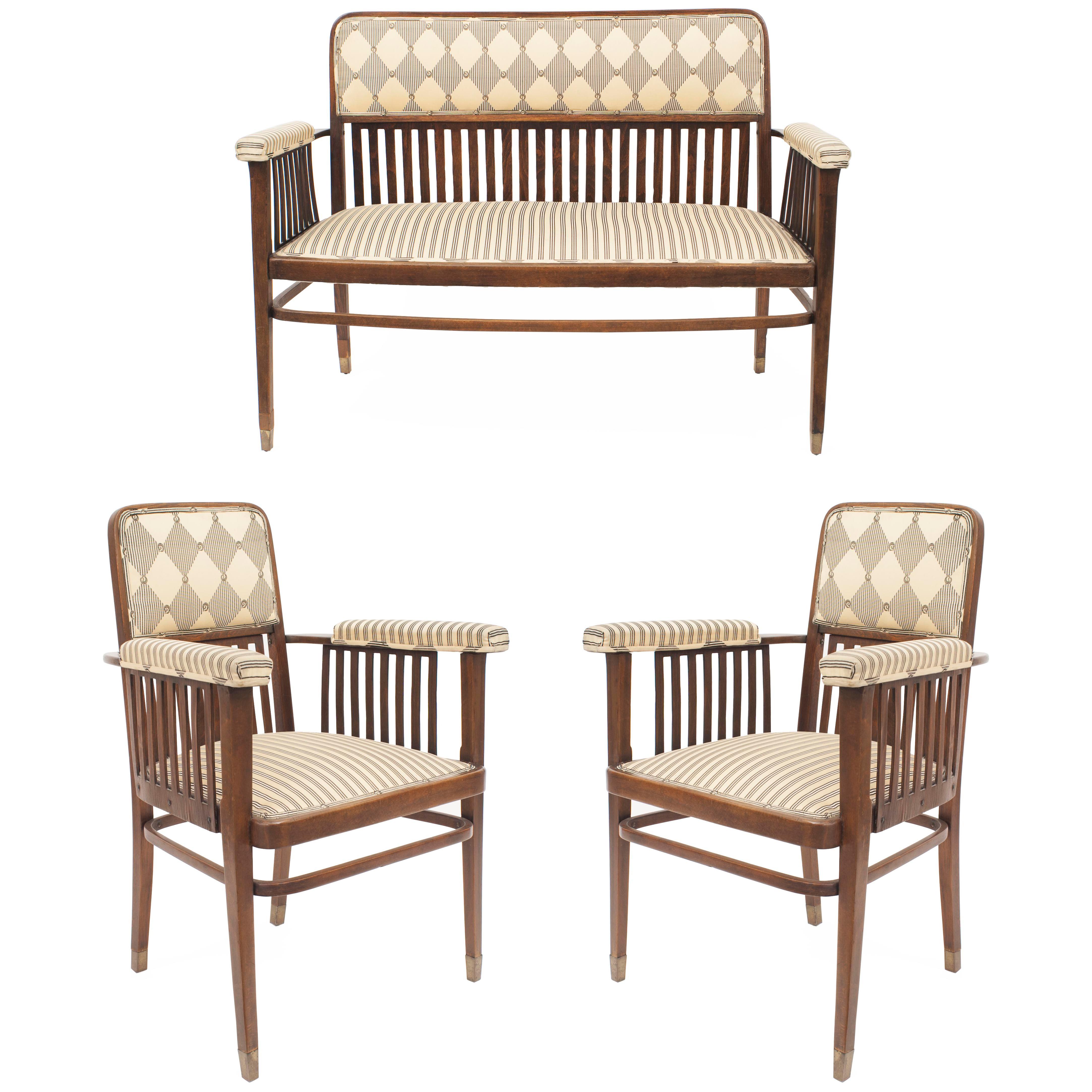 Austrian Bentwood Beechwood 3-Piece Living Room Set For Sale