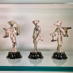 Set of Three Awa Odori Ceramic Dancing Figures