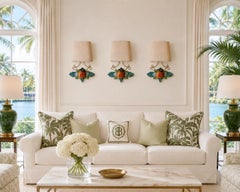 Set of Three Bagà Italian Hand-Painted Pomegranate Sconces