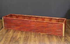 Set of three bamboo and brass plant holders from the 1970s made in Italy