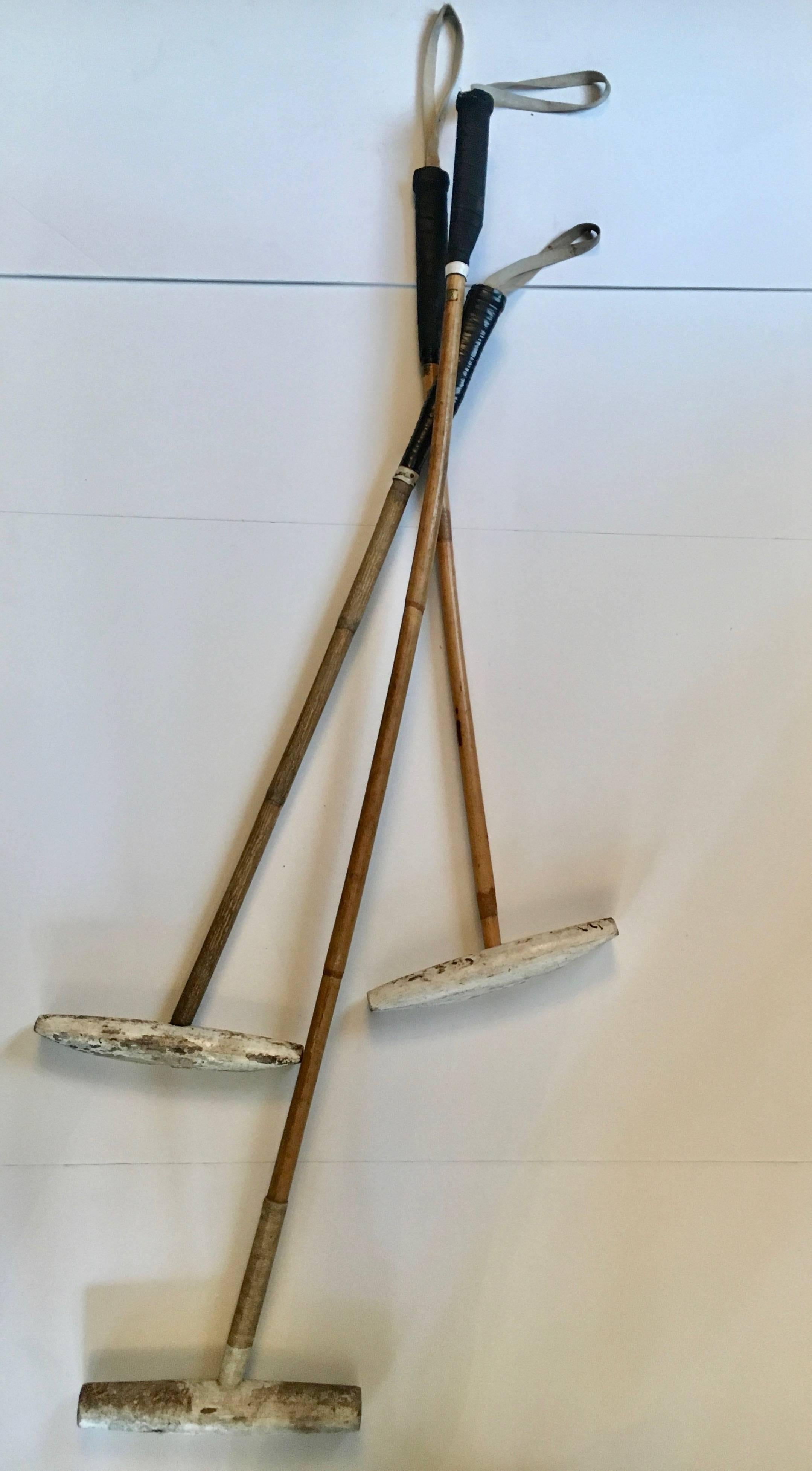 20th Century Set of Three Bamboo Polo Mallets