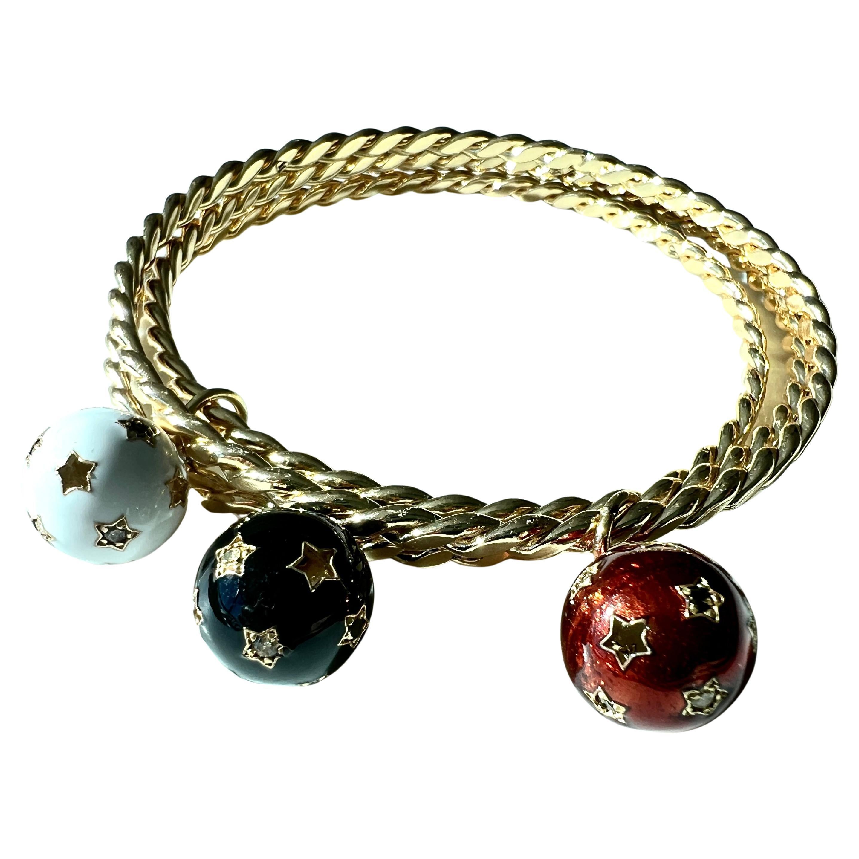 Armbandset Stern Weißer Diamant Schwarzer Diamant  Emaille-Armreif (Einfacher Schliff)