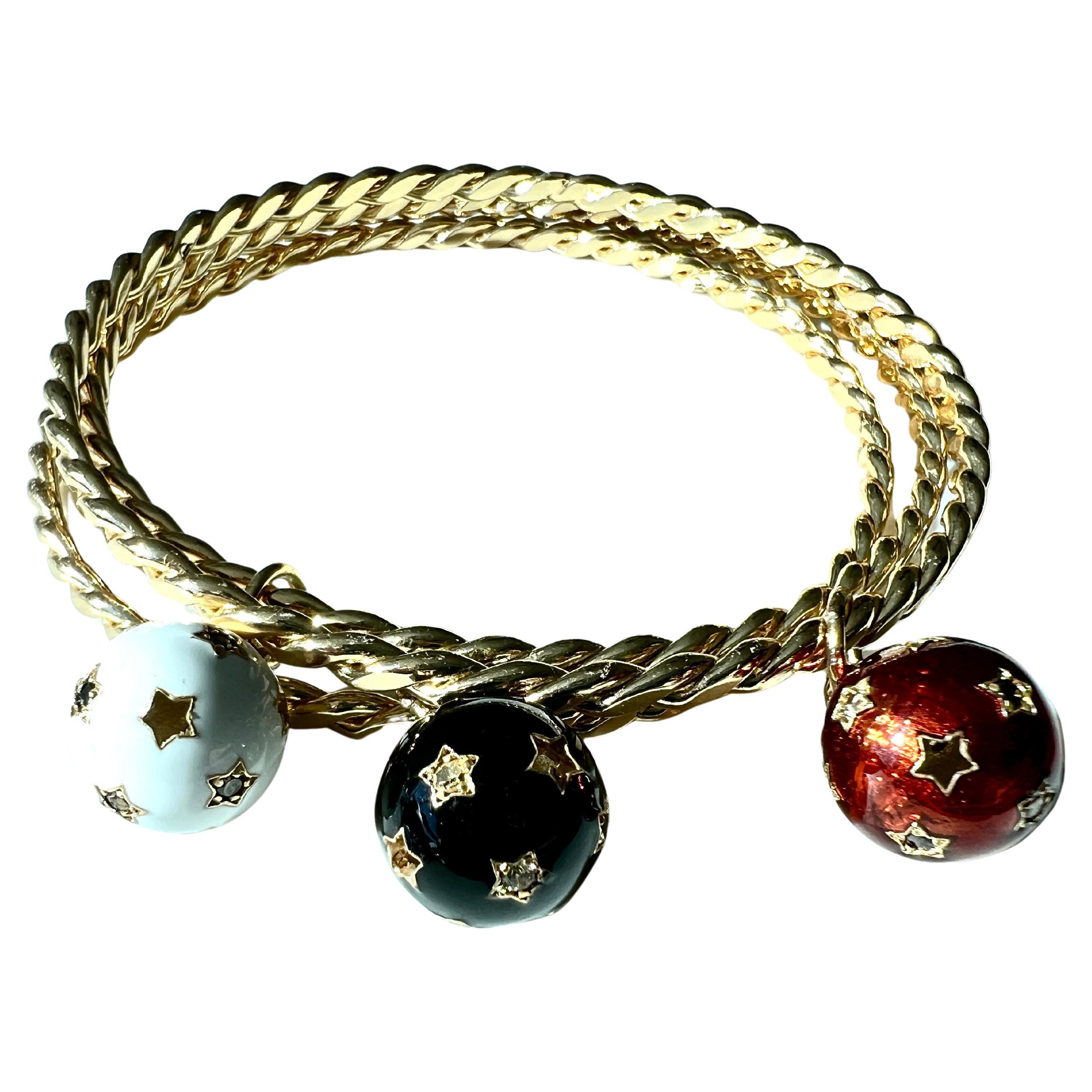 Armbandset Stern Weißer Diamant Schwarzer Diamant  Emaille-Armreif Damen