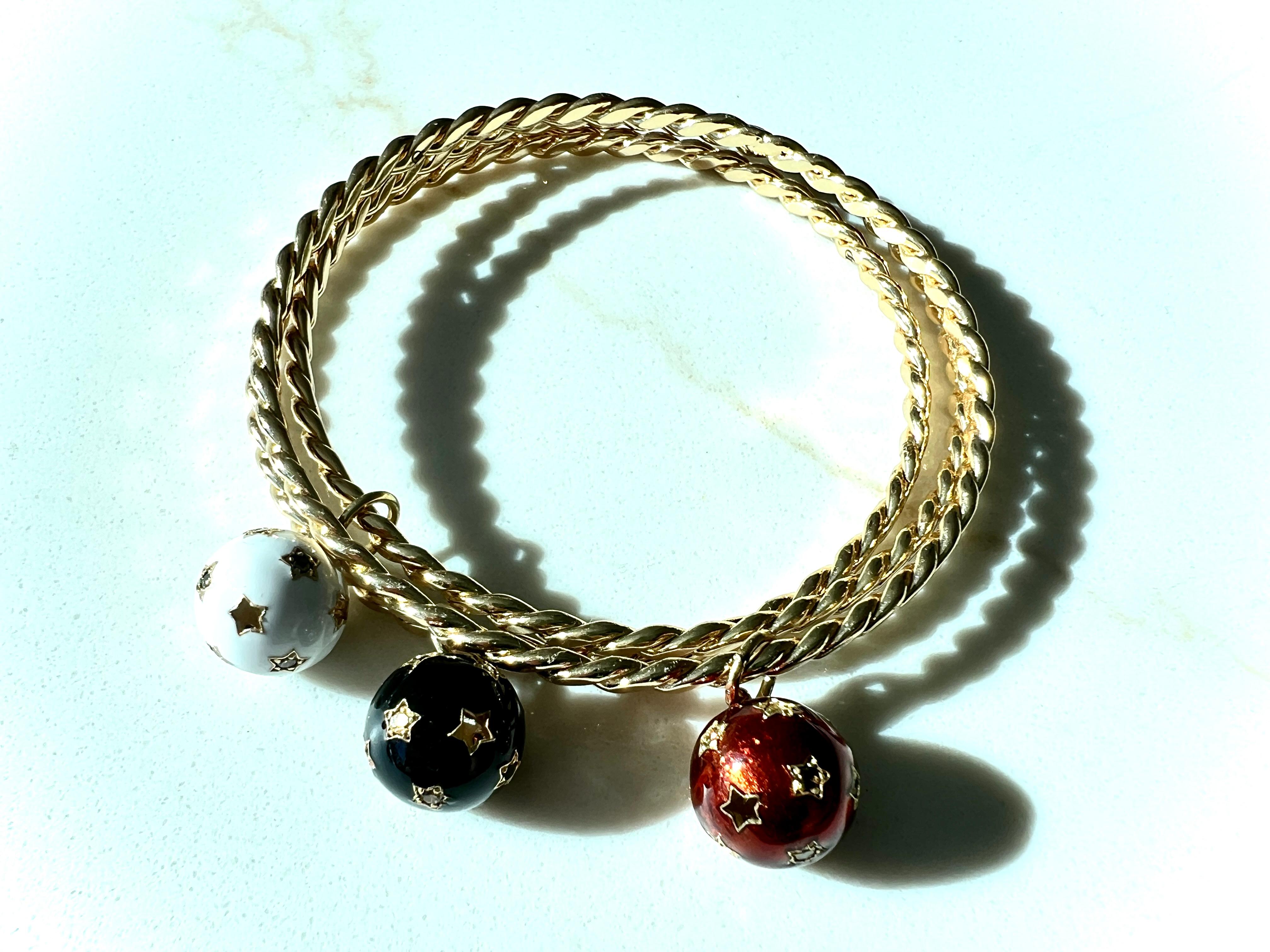 Armbandset Stern Weißer Diamant Schwarzer Diamant  Emaille-Armreif 1