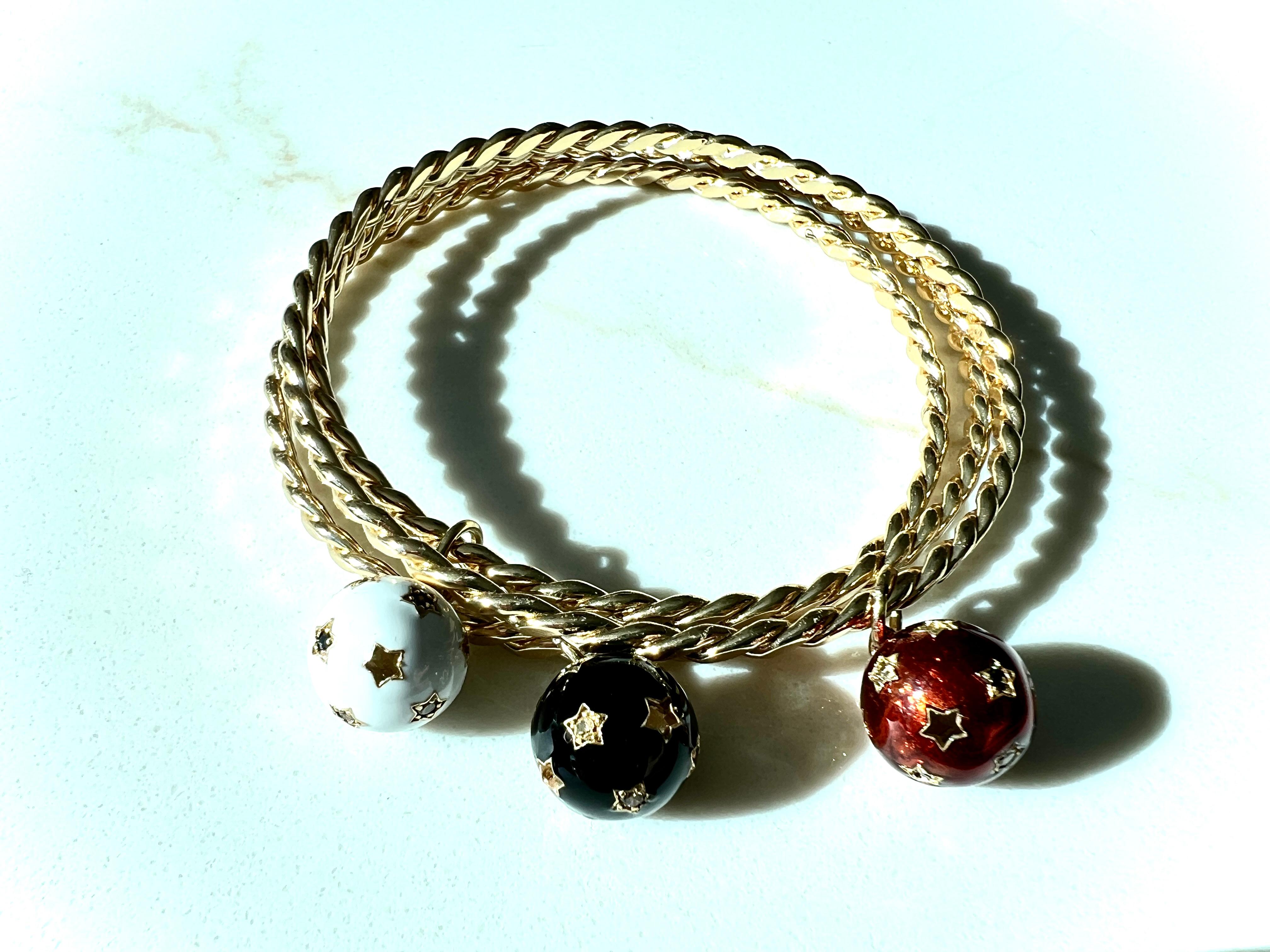 Armbandset Stern Weißer Diamant Schwarzer Diamant  Emaille-Armreif 2