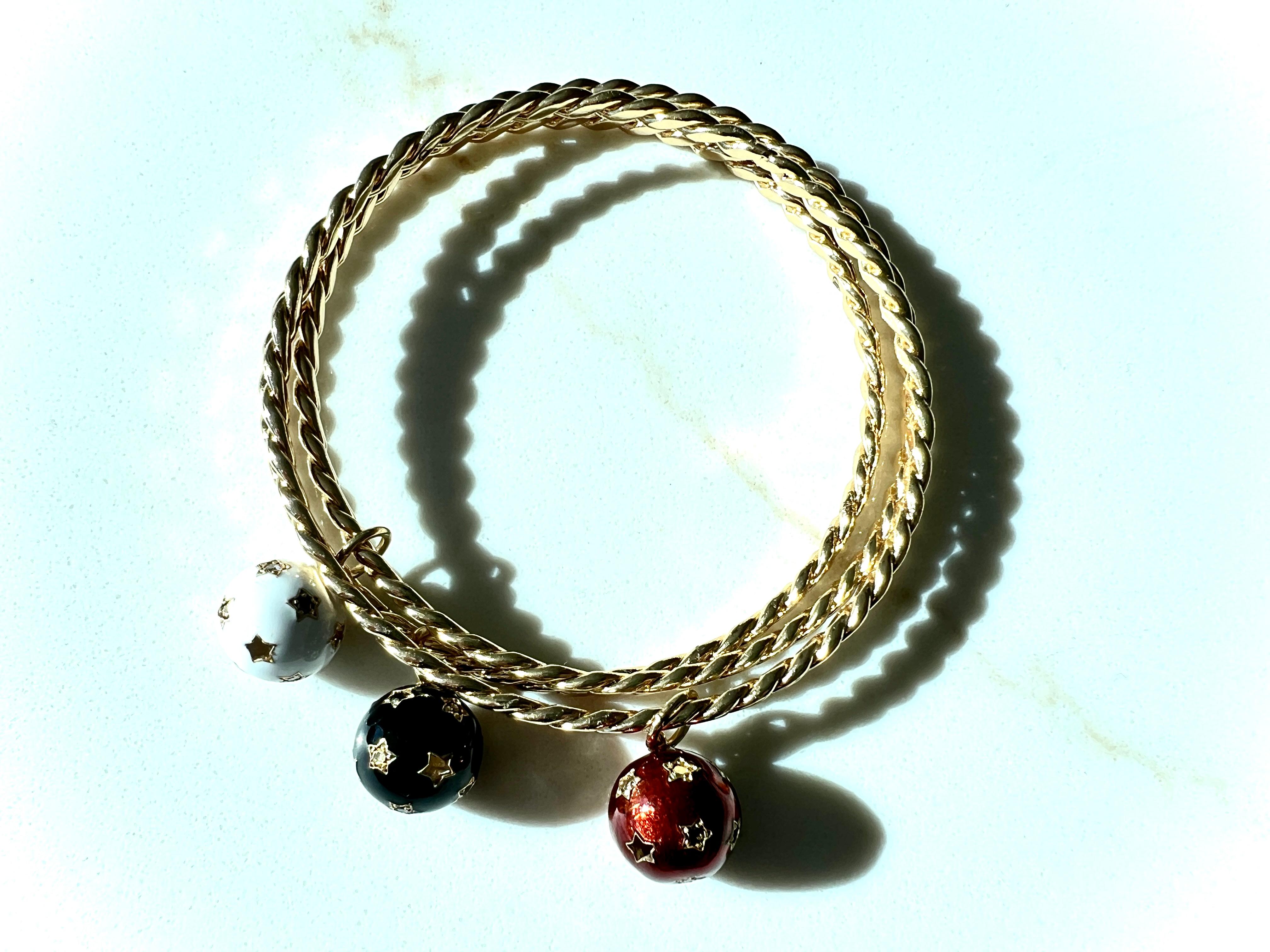 Armbandset Stern Weißer Diamant Schwarzer Diamant  Emaille-Armreif 3