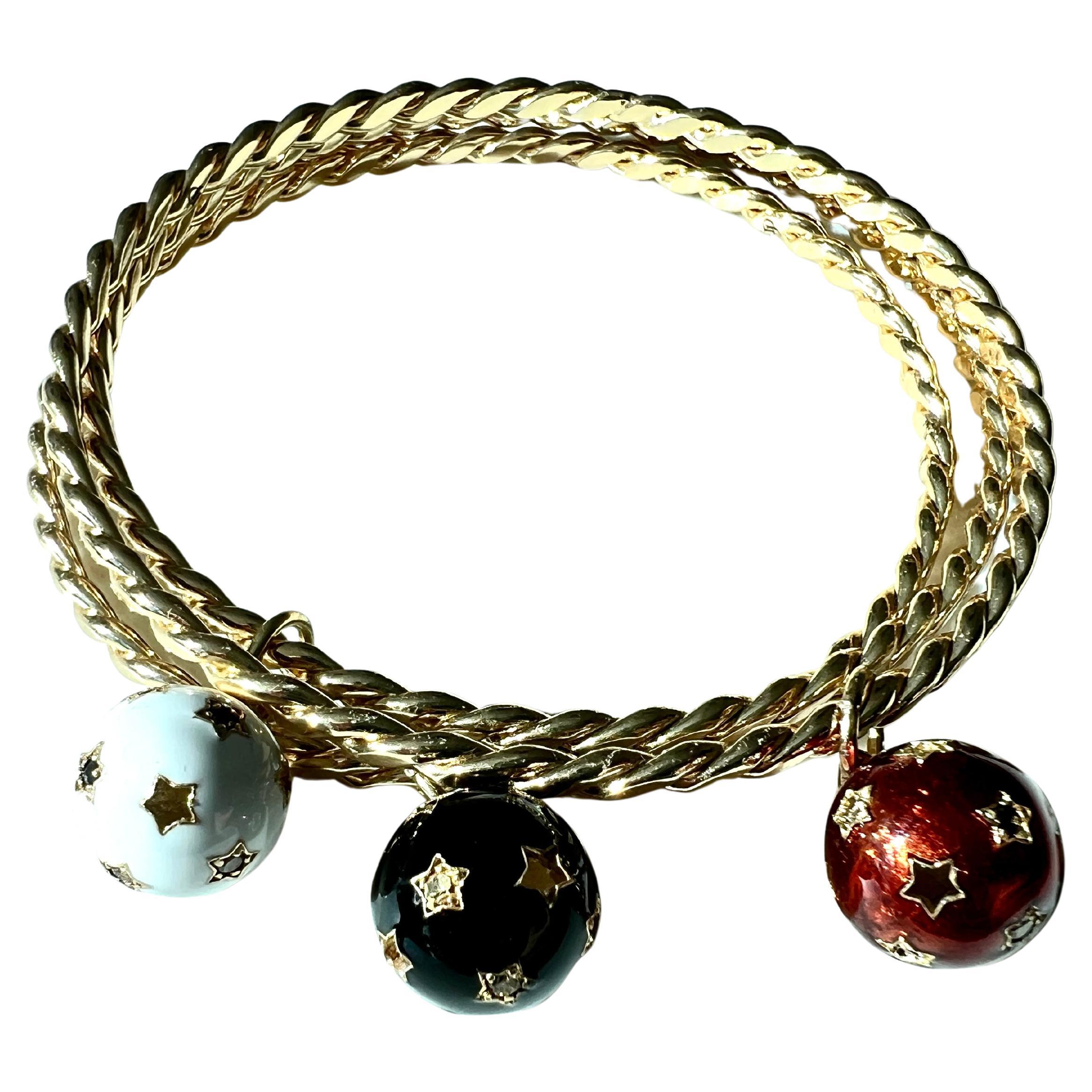 Juego de Pulseras Estrella Diamante Blanco Diamante Negro  Pulsera esmaltada