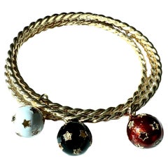 Juego de Pulseras Estrella Diamante Blanco Diamante Negro  Pulsera esmaltada