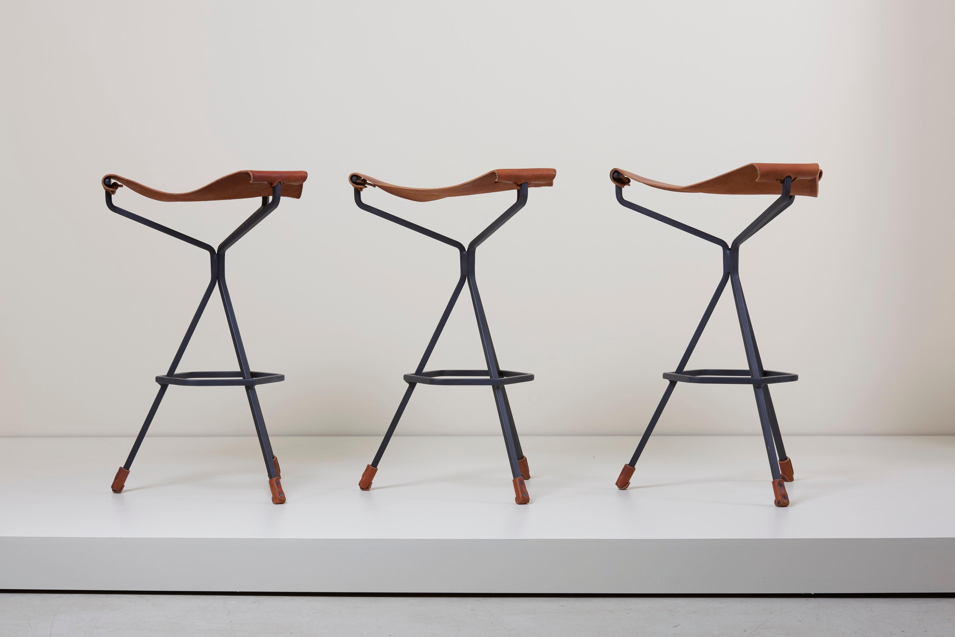 These bar stools are designed by Dan Wenger from the 1970s and are newly manufactured by the artist himself.



     