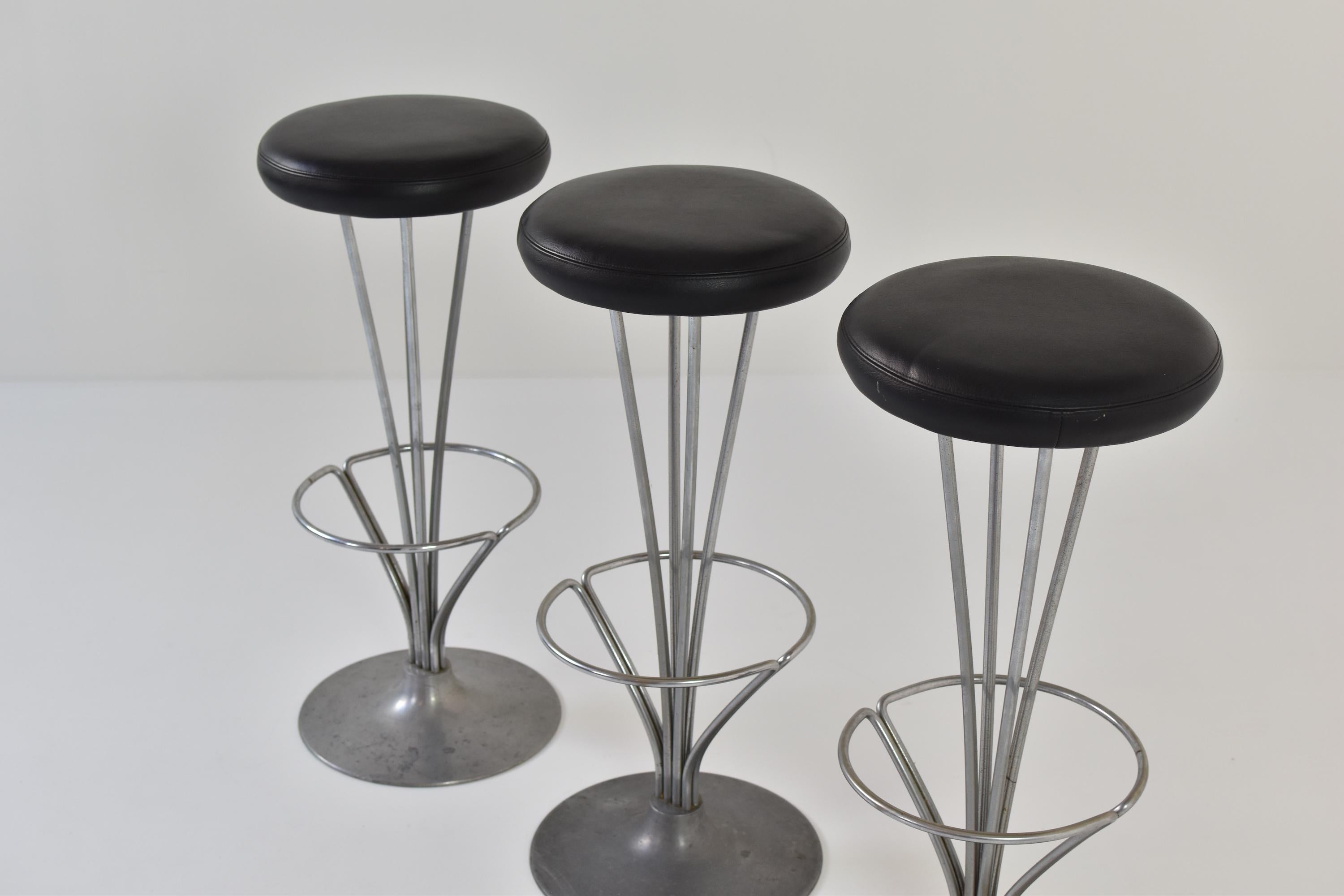 Scandinavian Modern Set of Three Bar Stools by Piet Hein for Fritz Hansen, Denmark, 1960s