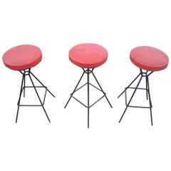 Set of Three-Bar Stools in the Manner of Frederic Weinberg
