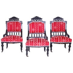 Set of Three Baroque Antique Chairs, 1850s