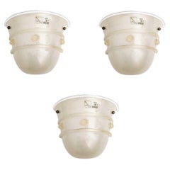 Vintage Set of Three Barovier & Toso Mid-Century Modern Italian Murano Glass Sconces 80s