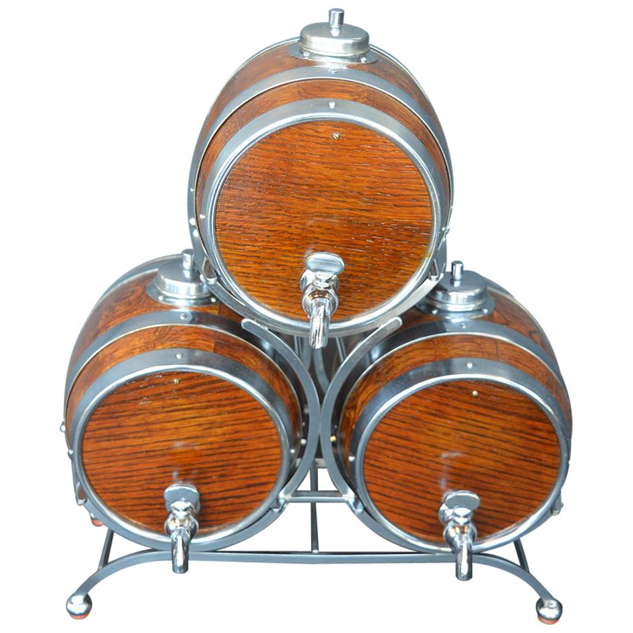 Set of Three Barrel Drink Dispensers by Nelcraft Nottingham For Sale