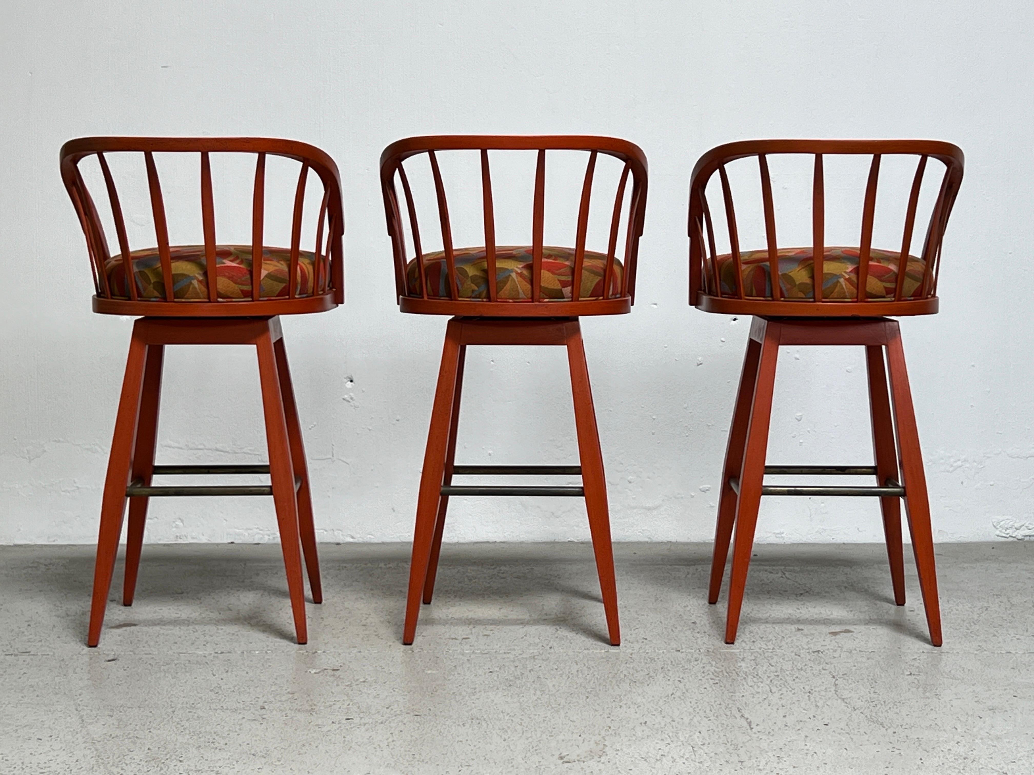 Set of Three Barstools by Edward Wormley for Dunbar  For Sale 6