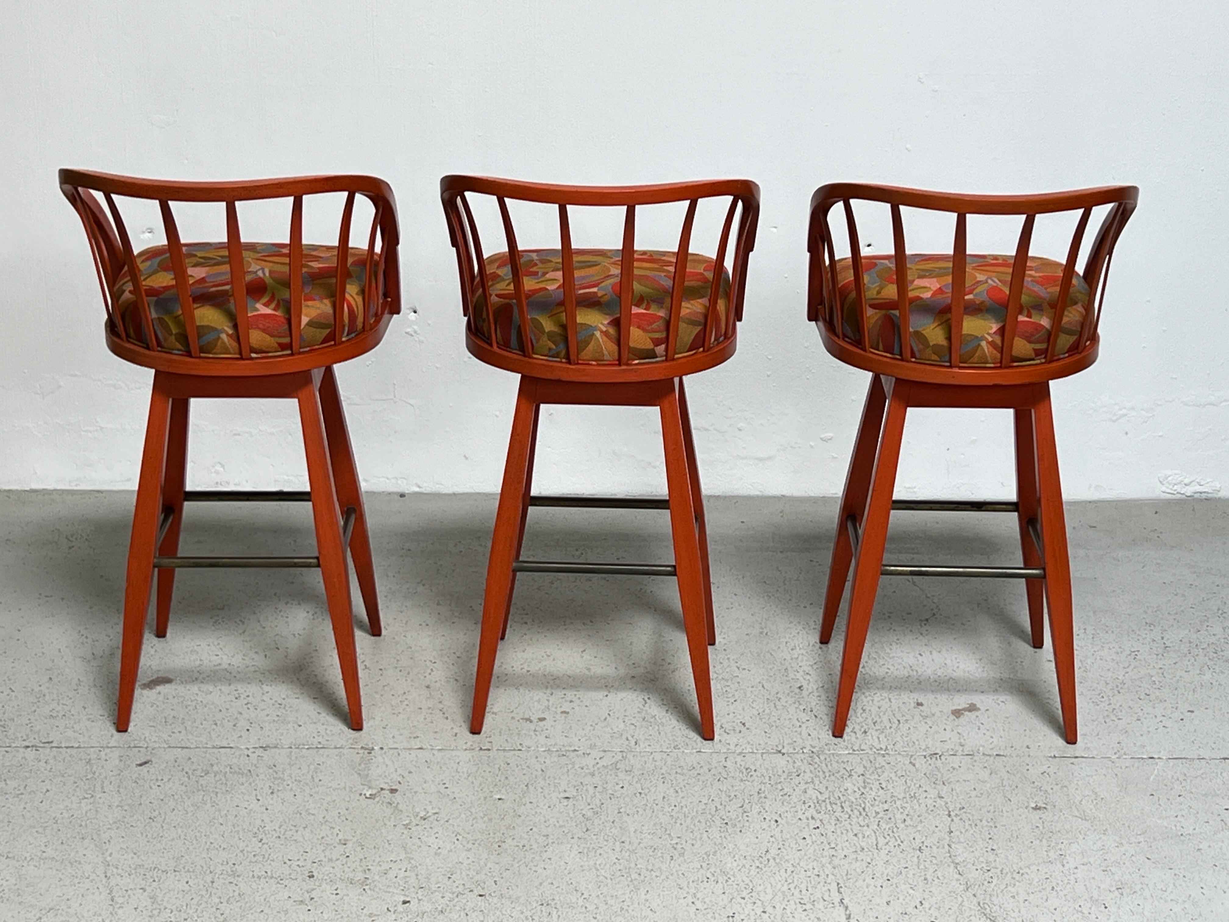 Set of Three Barstools by Edward Wormley for Dunbar  For Sale 8