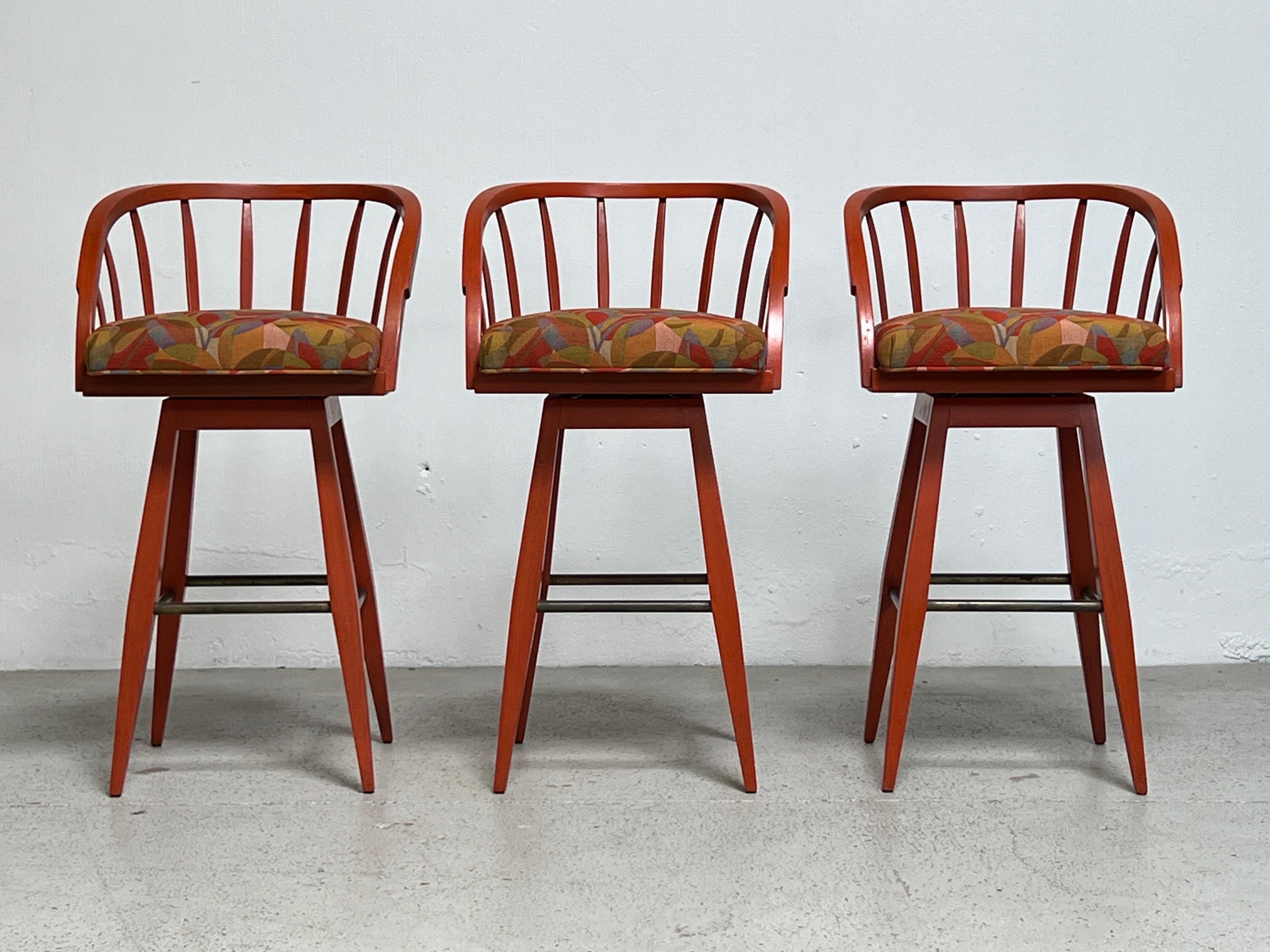 Set of Three Barstools by Edward Wormley for Dunbar  For Sale 12