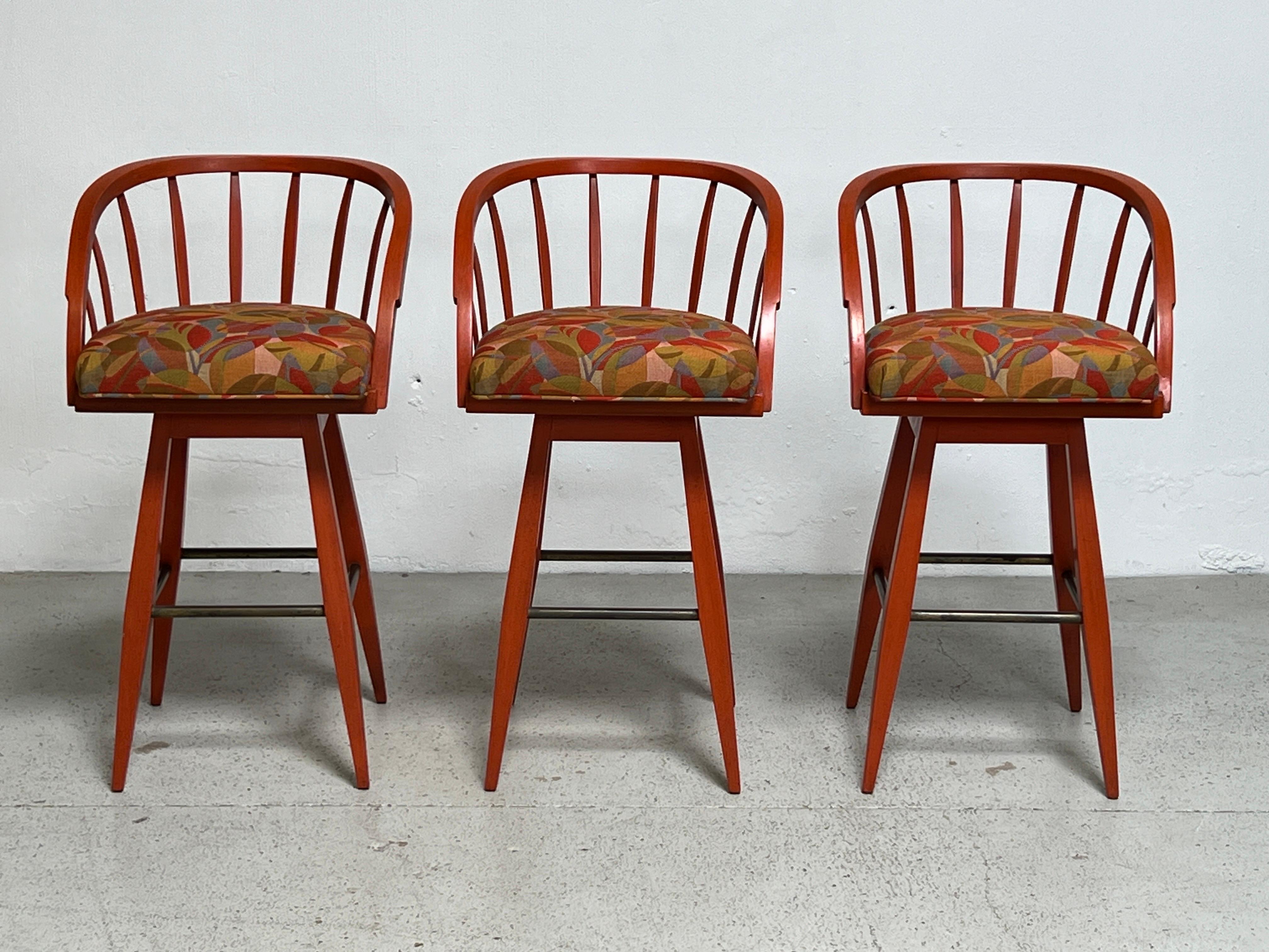 Set of Three Barstools by Edward Wormley for Dunbar  For Sale 13
