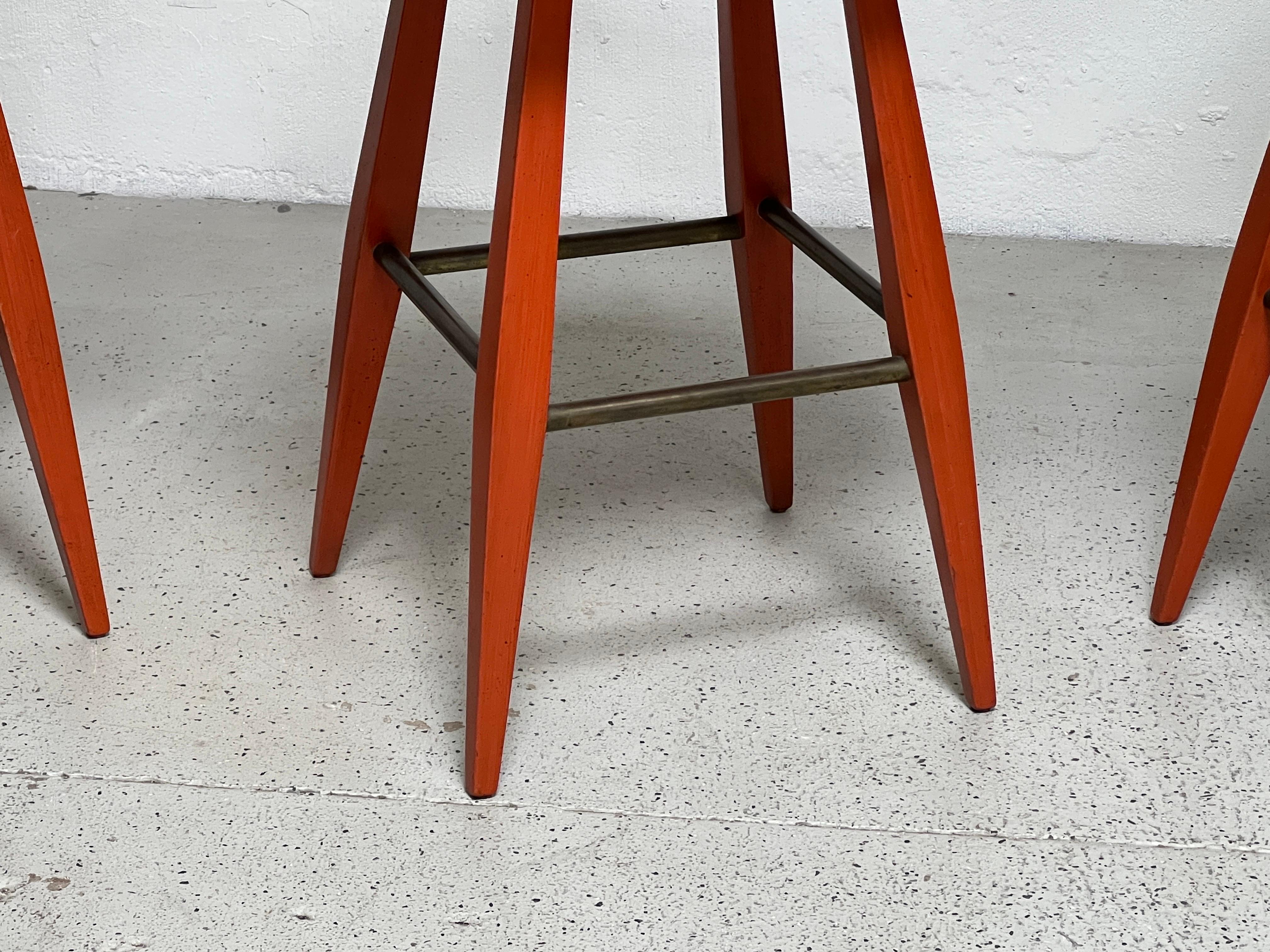 Set of Three Barstools by Edward Wormley for Dunbar  In Good Condition For Sale In Dallas, TX