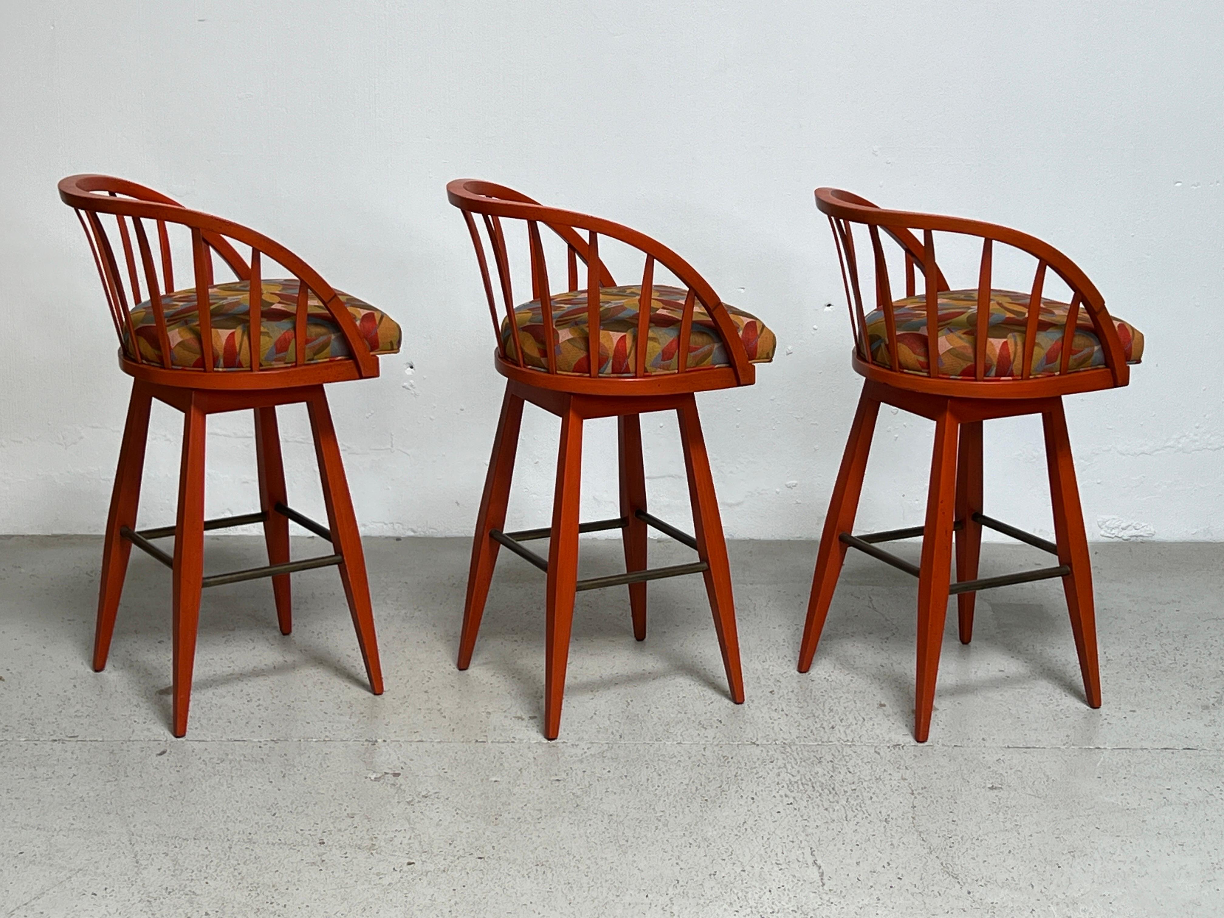Set of Three Barstools by Edward Wormley for Dunbar For Sale 2