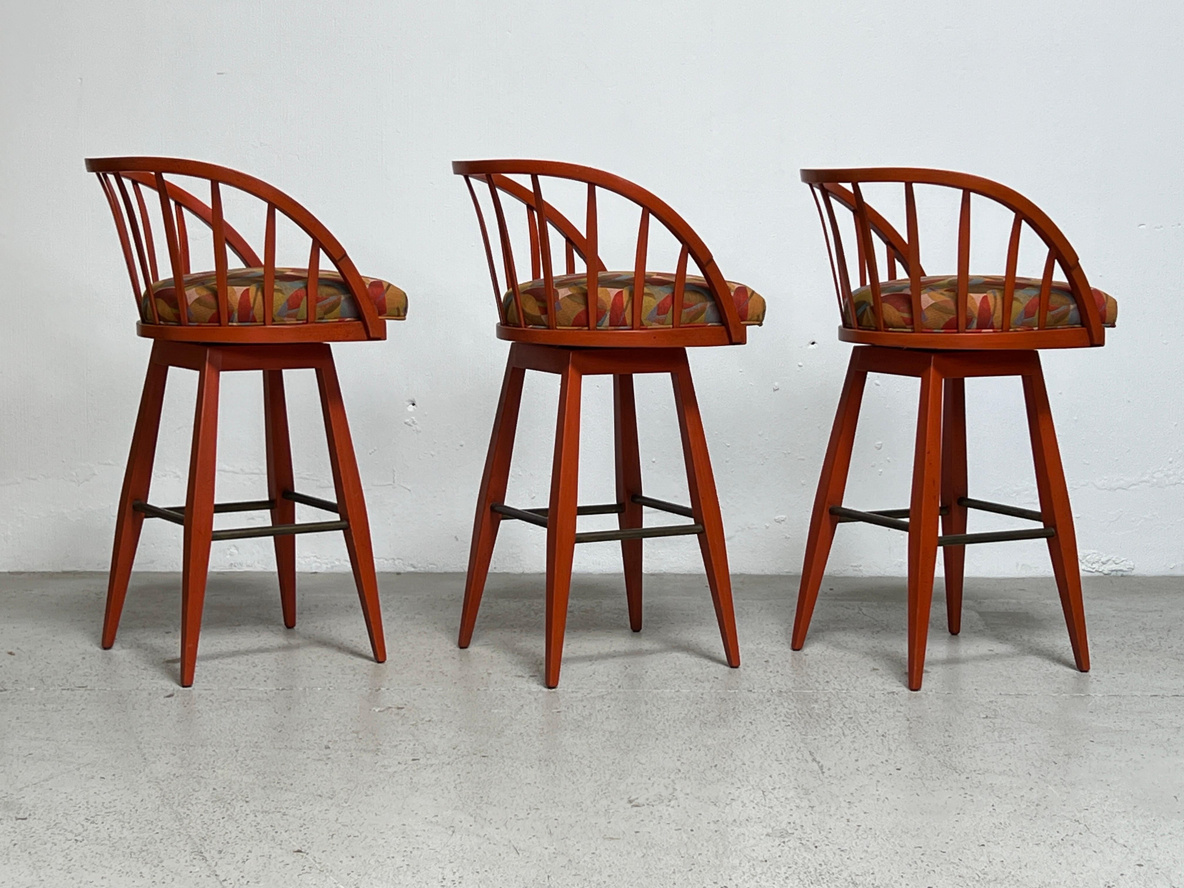 Set of Three Barstools by Edward Wormley for Dunbar  For Sale 3