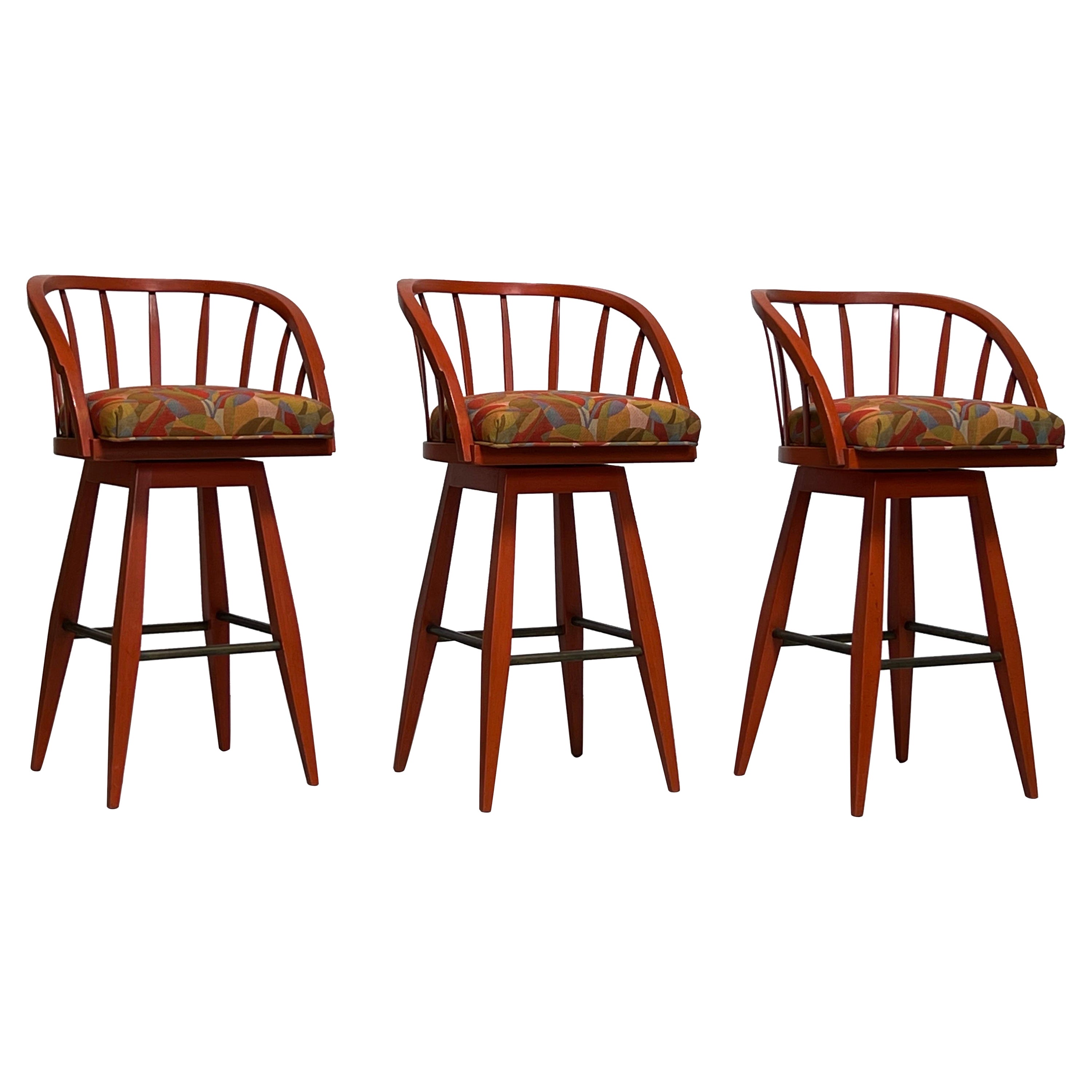 Set di tre sgabelli da bar di Edward Wormley per Dunbar