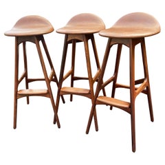 Set of Three Barstools by Erik Buck for O.D. Mobler